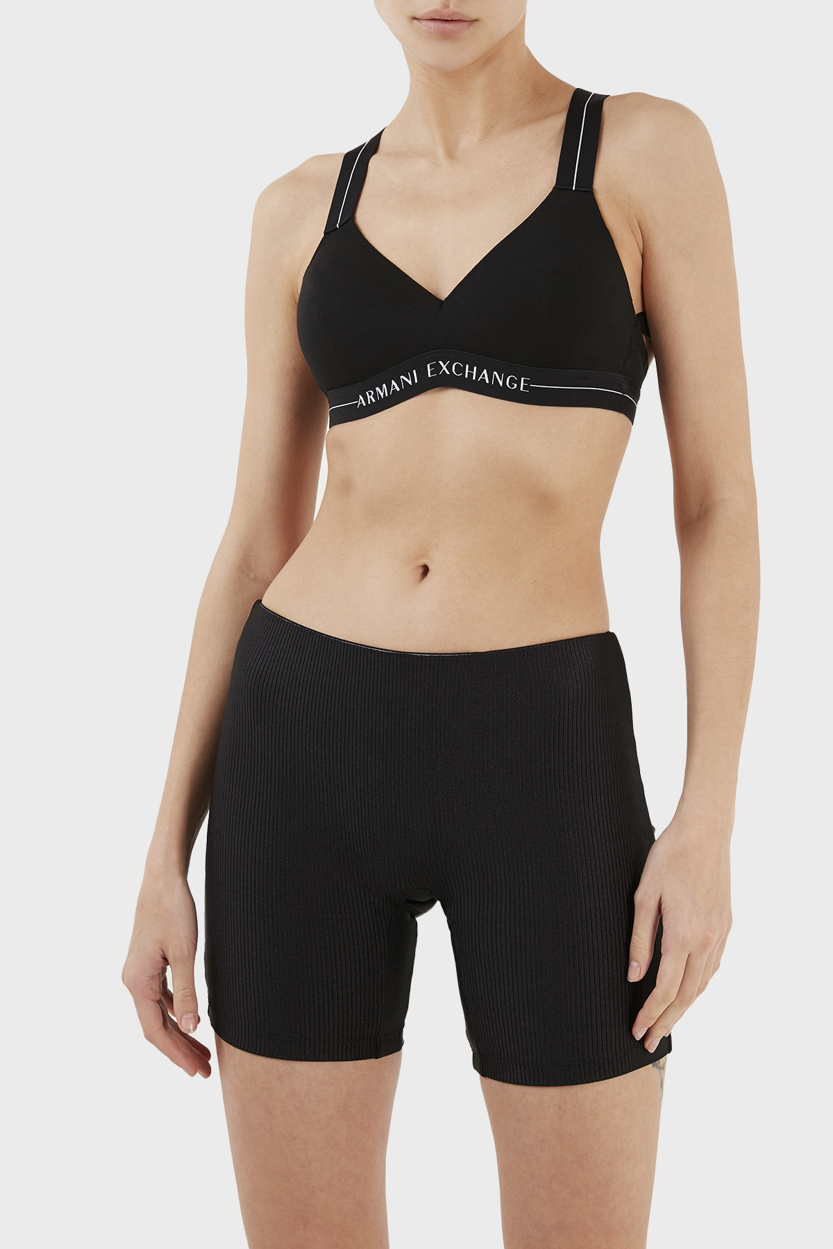 Armani Exchange Logo Bantlı Pamuklu Spor Kadın Sütyen 947016 2F502 00020 SİYAH
