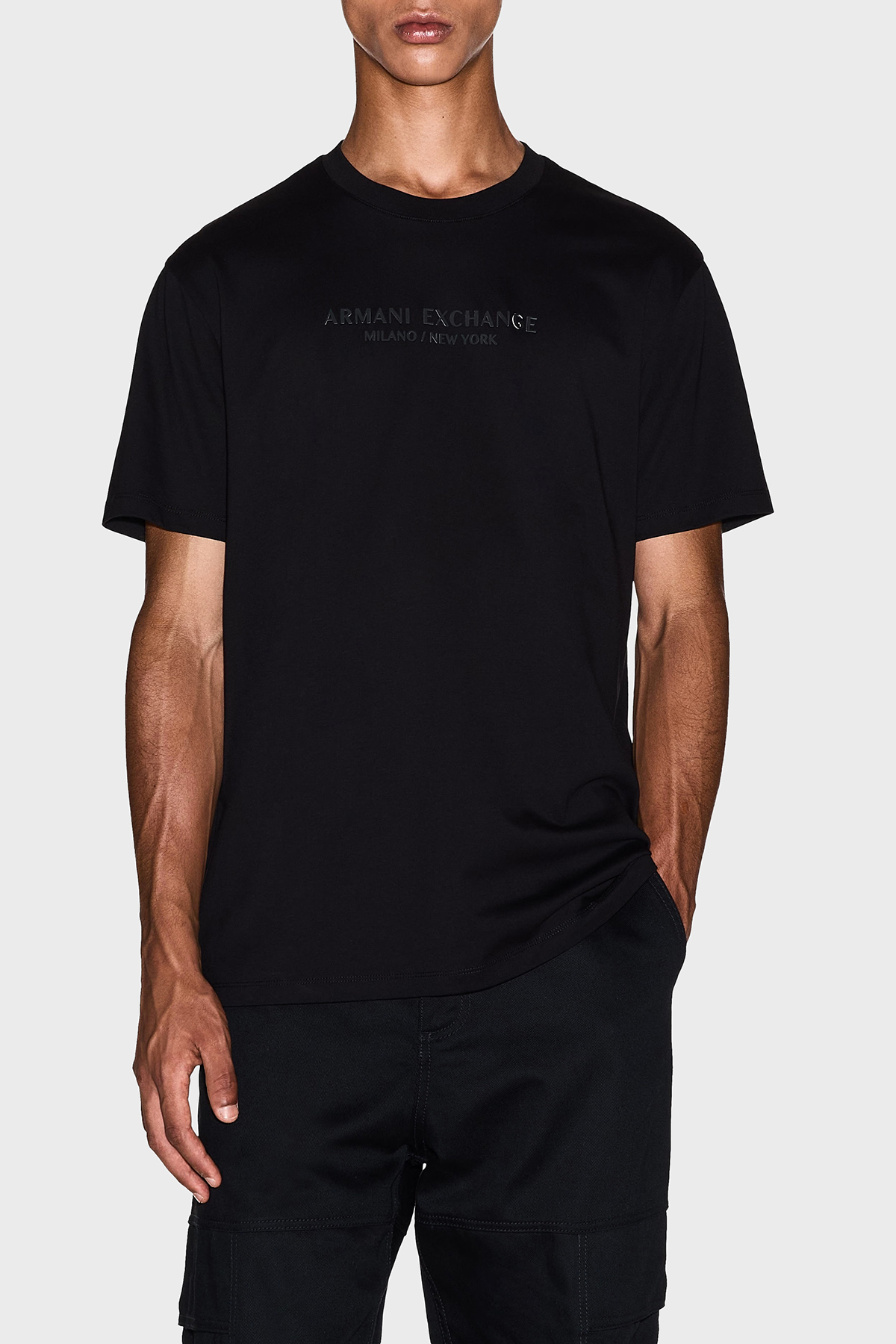 Armani Exchange Logo Baskılı Pamuklu Regular Fit Bisiklet Yaka Erkek T Shirt XM001280 AF10361 UC001 SİYAH