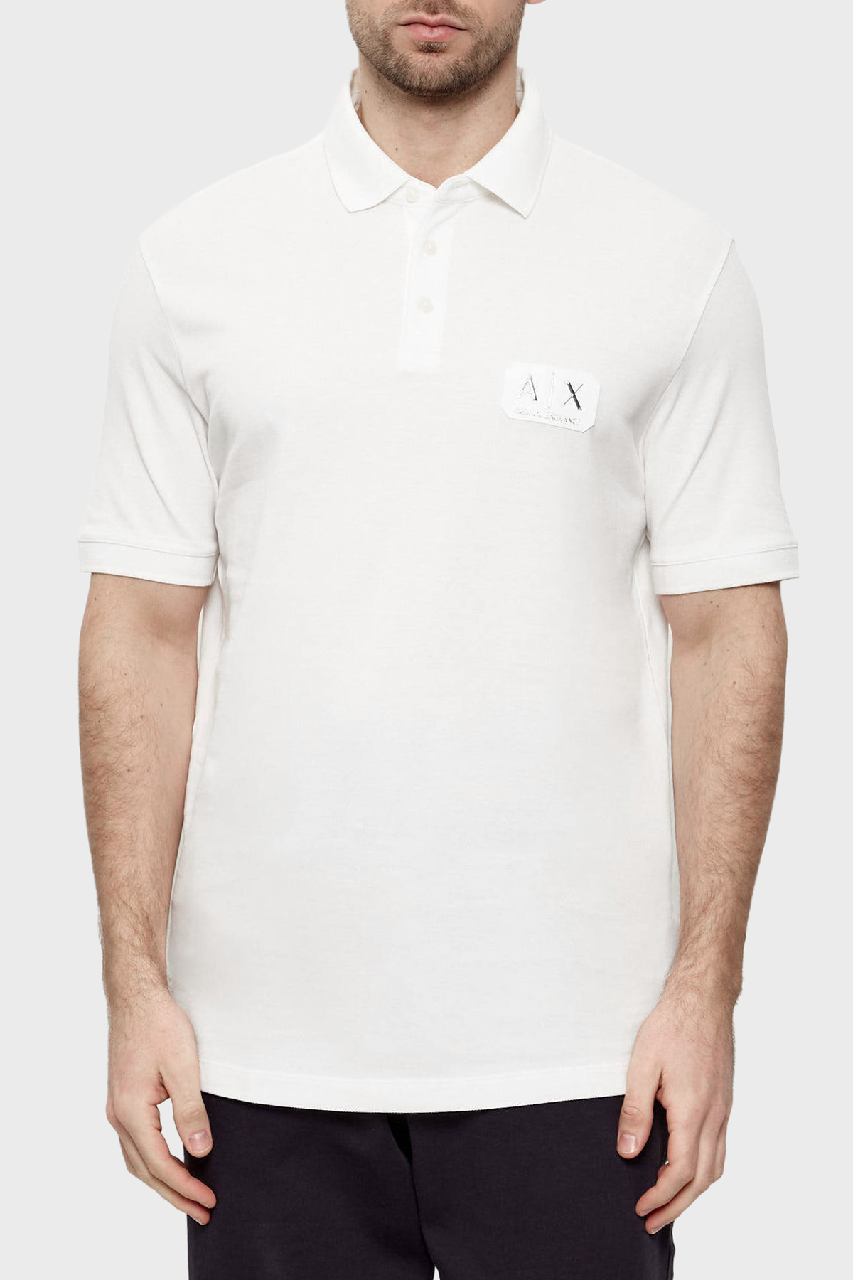 Armani Exchange Logolu % 100 Pamuk Regular Fit Düğmeli Erkek Polo XM002231 AF10366 U0009 BEYAZ