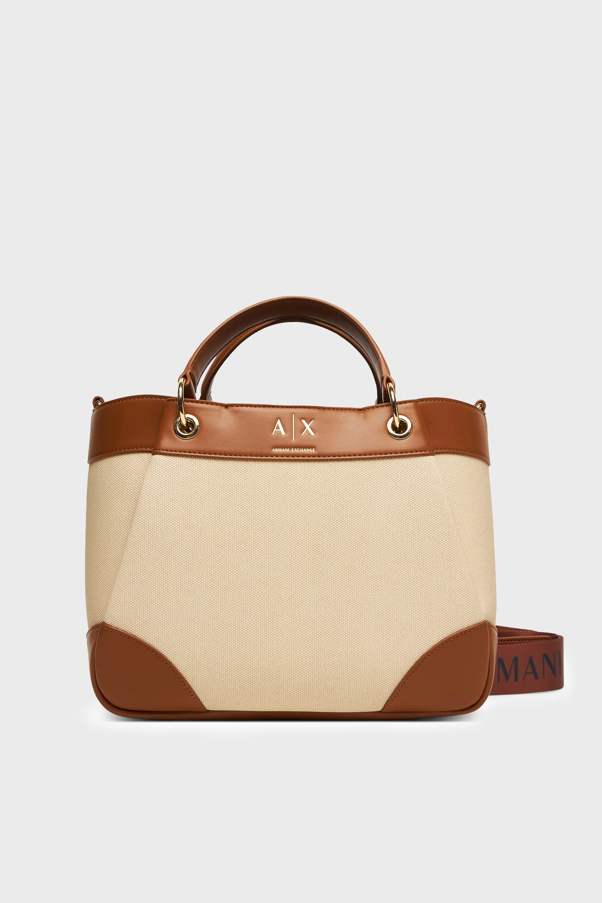 Armani Exchange Logolu Ayarlanabilir ve Çıkarılabilir Askılı Kadın Çanta XW000393 AF22518 M6261 BEJ