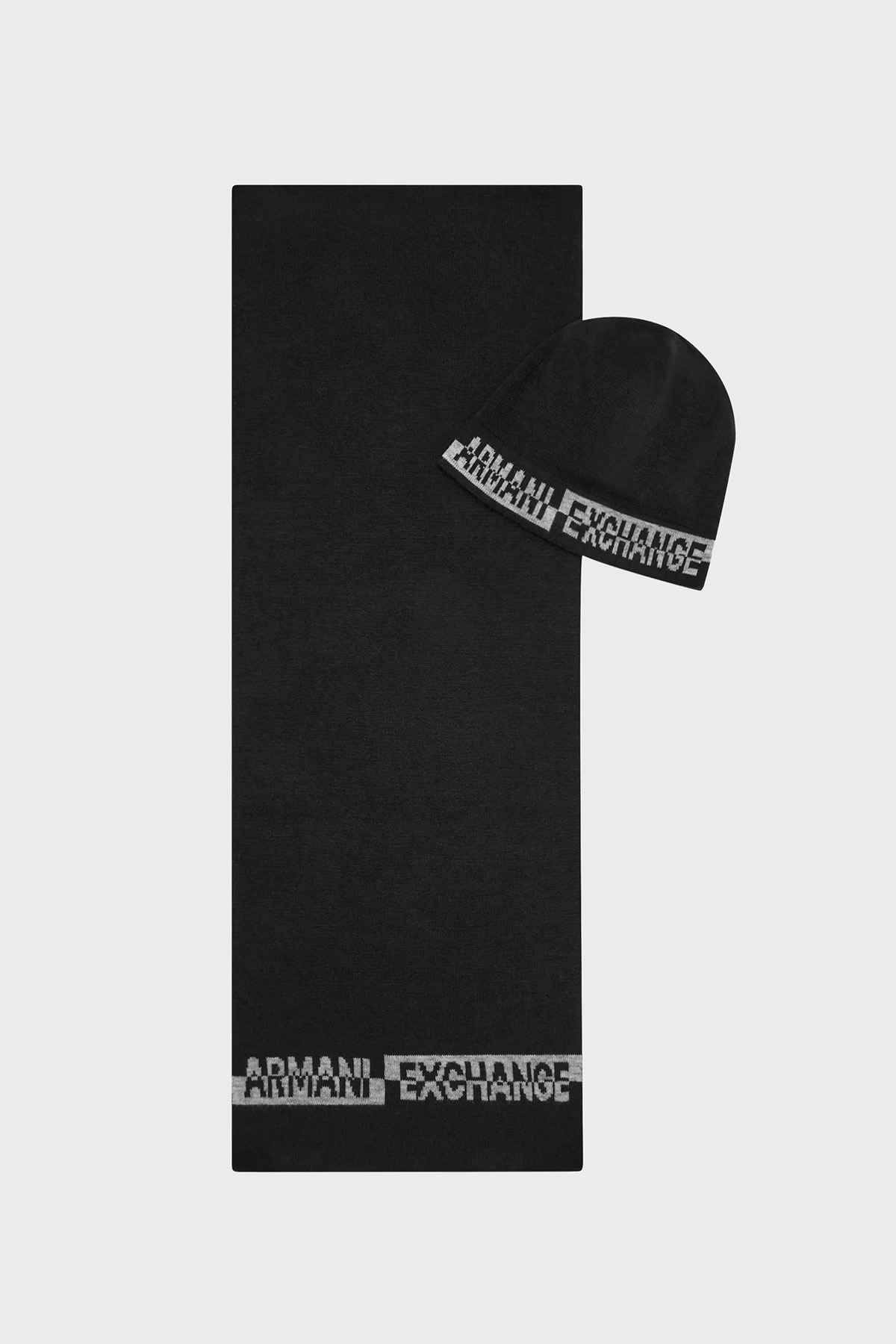 Armani Exchange Logolu Bere Erkek Atkı Takım 954651 CC313 00020 SİYAH