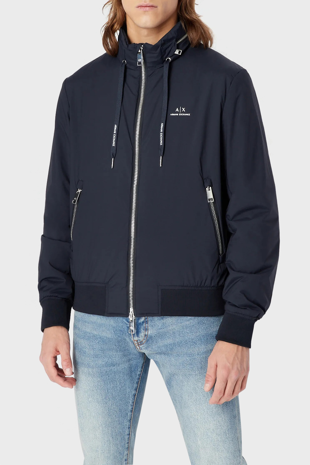 Armani Exchange Logolu Gizli Kapüşonlu Regular Fit Erkek Mont 8NZB60 ZN97Z 1583 LACİVERT