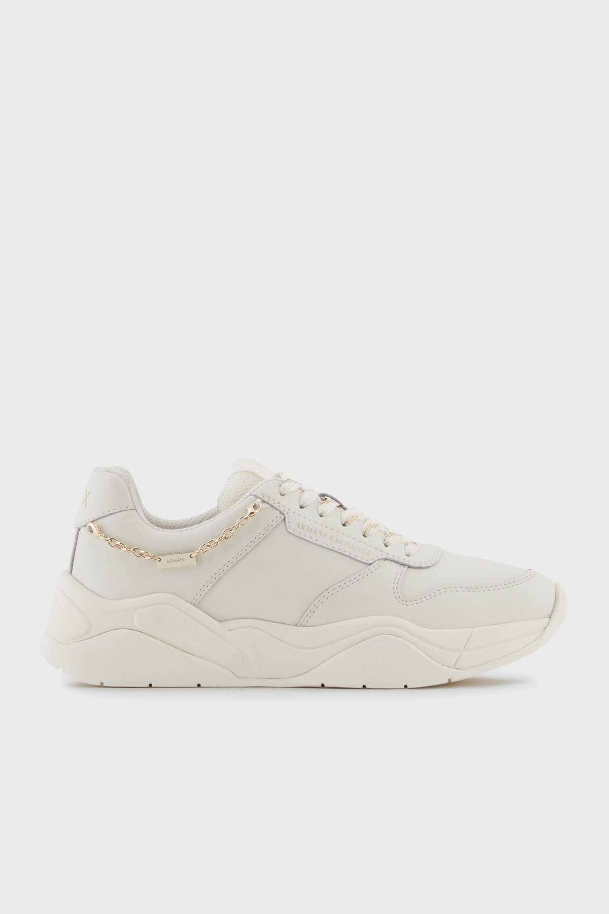 Armani Exchange Logolu Hakiki Deri Kalın Taban Sneaker Kadın Ayakkabı XW001617 AF17443 M0107 BEYAZ