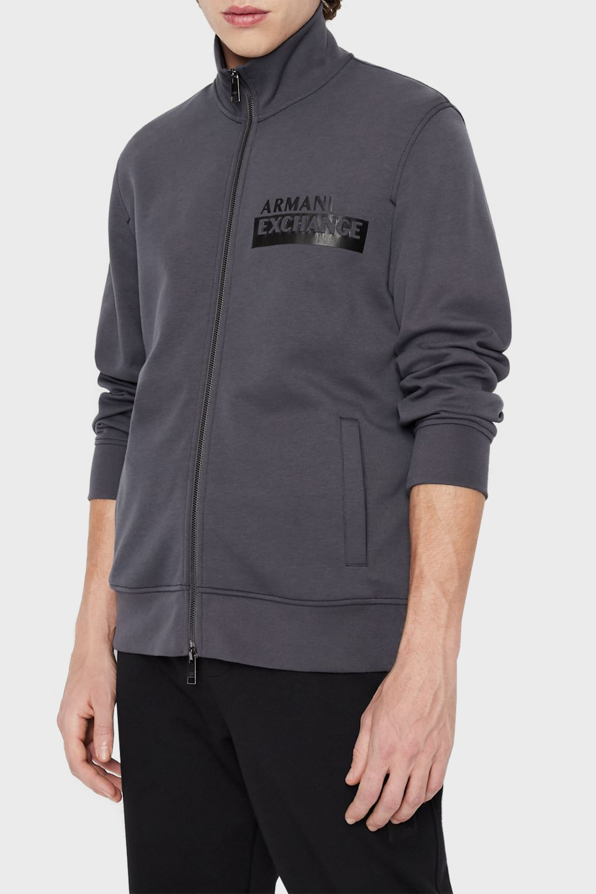 Armani Exchange Logolu Pamuklu Fermuarlı Dik Yaka Regular Fit Erkek Sweat 6LZMBF ZJCAZ 1978 ANTRASİT
