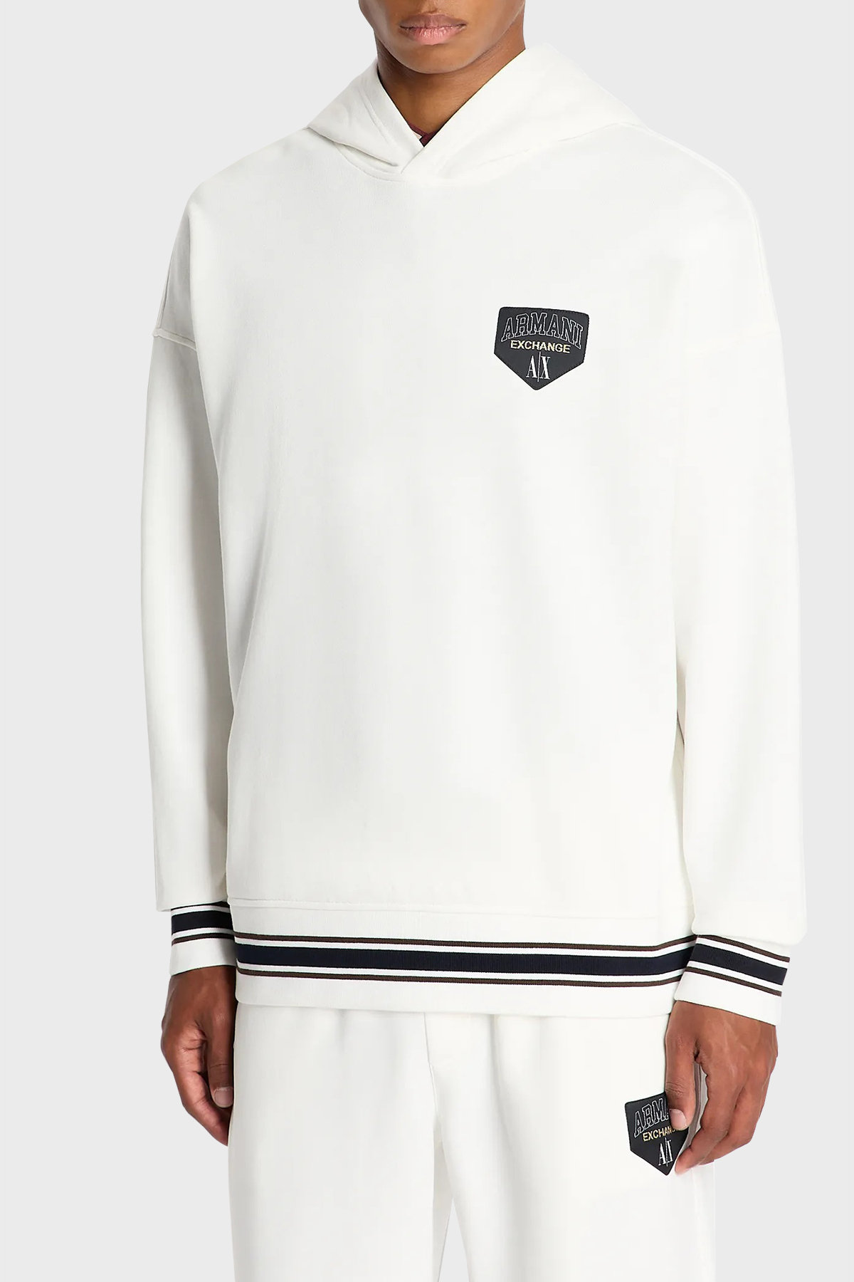 Armani Exchange Logolu Pamuklu Kapüşonlu Regular Fit Erkek Sweat 6RZMJF ZJDPZ 1116 BEYAZ