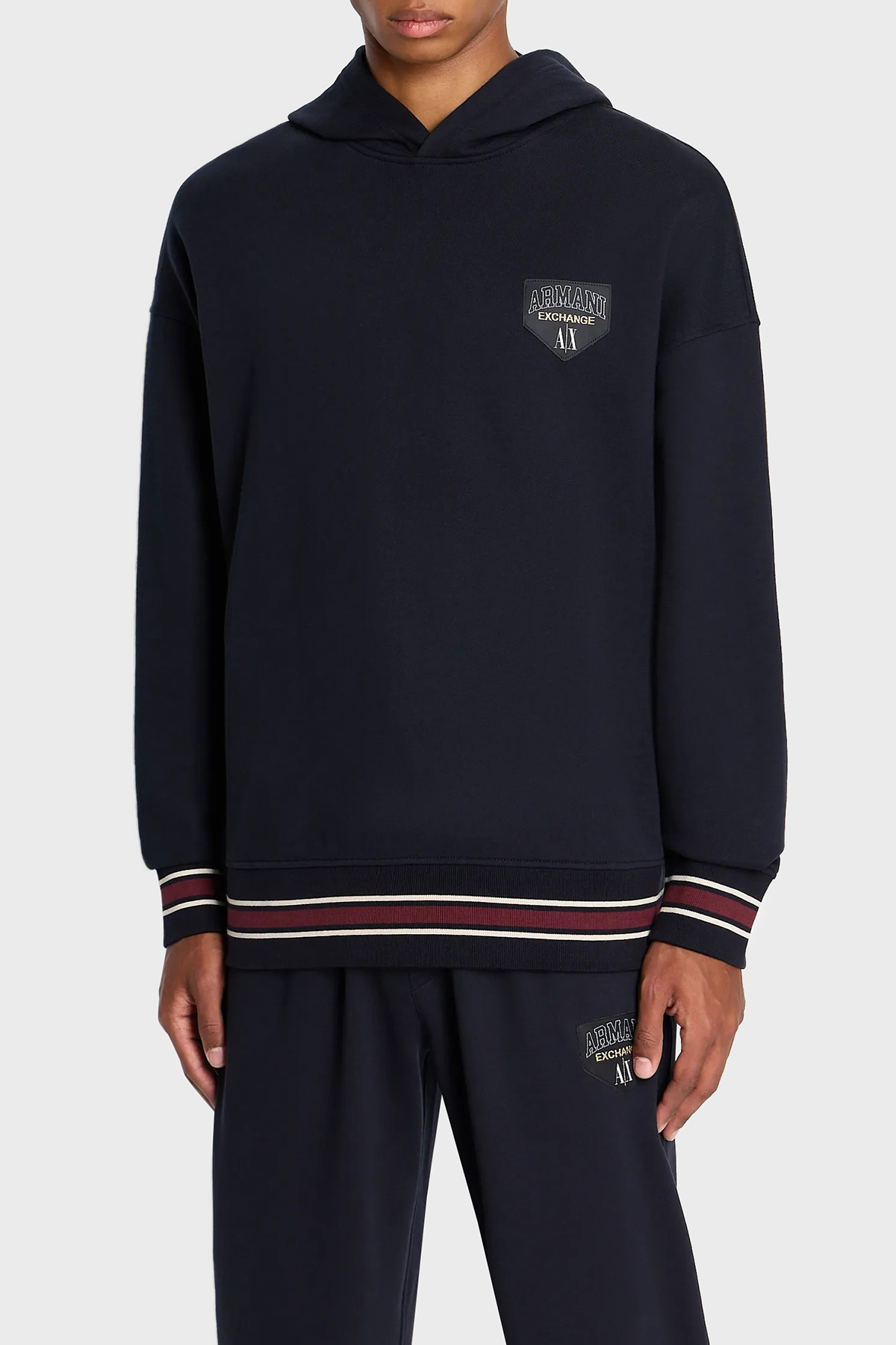 Armani Exchange Logolu Pamuklu Kapüşonlu Regular Fit Erkek Sweat 6RZMJF ZJDPZ 1510 LACİVERT