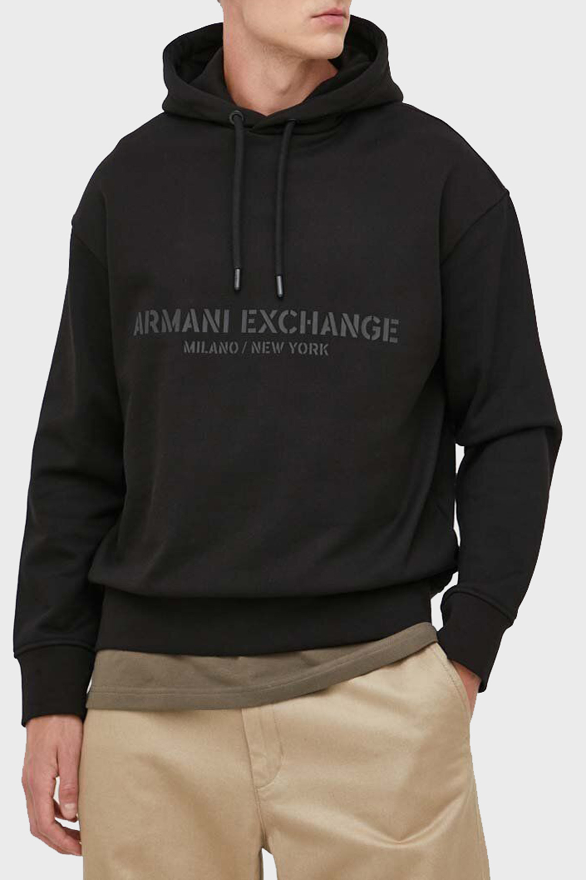 Armani Exchange Logolu Pamuklu Kapüşonlu Regular Fit Erkek Sweat 6RZMLE ZJ4XZ 1200 SİYAH
