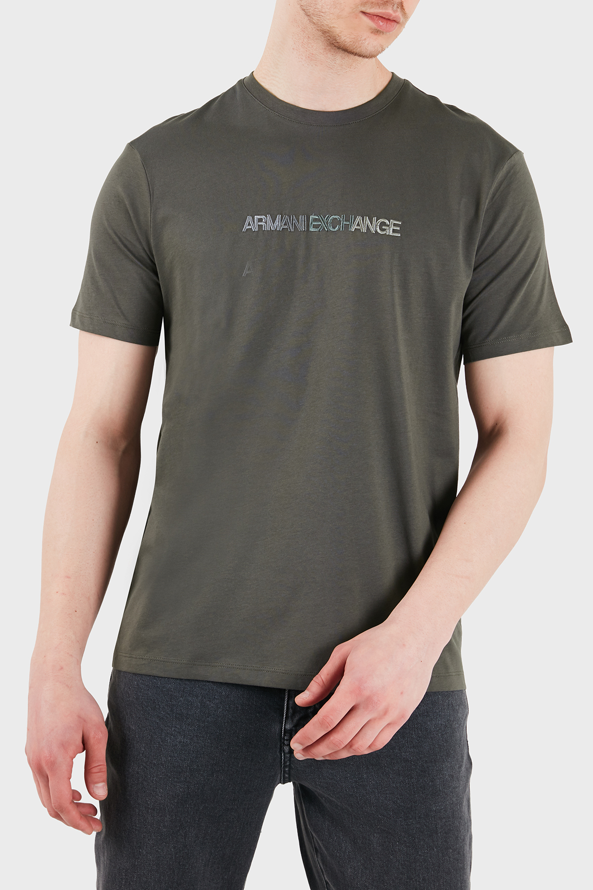 Armani Exchange Logolu Pamuklu Regular Fit Bisiklet Yaka Erkek T Shirt XM002785 AF10358 U8144 HAKİ