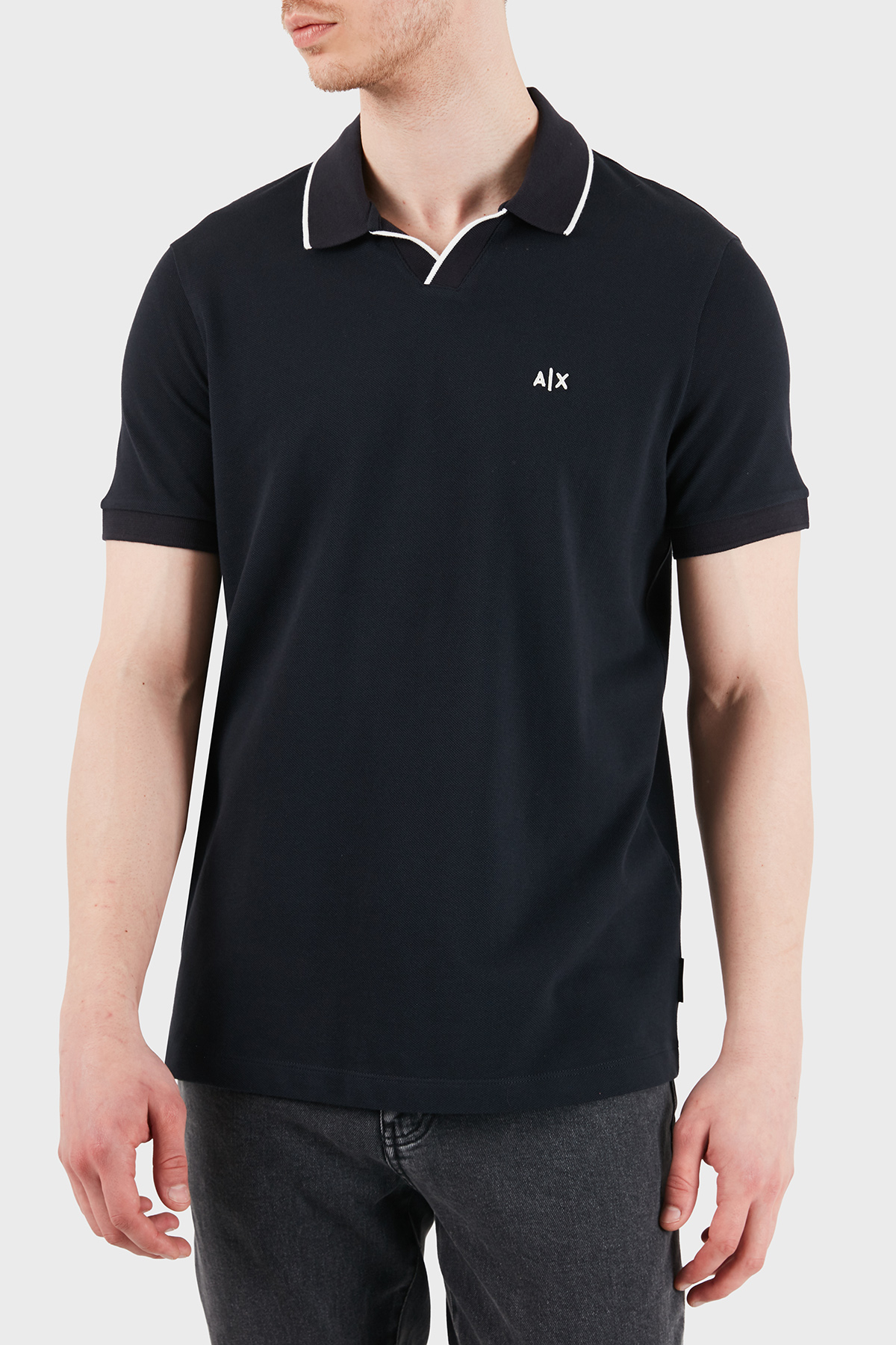Armani Exchange Logolu Pamuklu Regular Fit Erkek Polo XM002401 AF10366 UB101 LACİVERT
