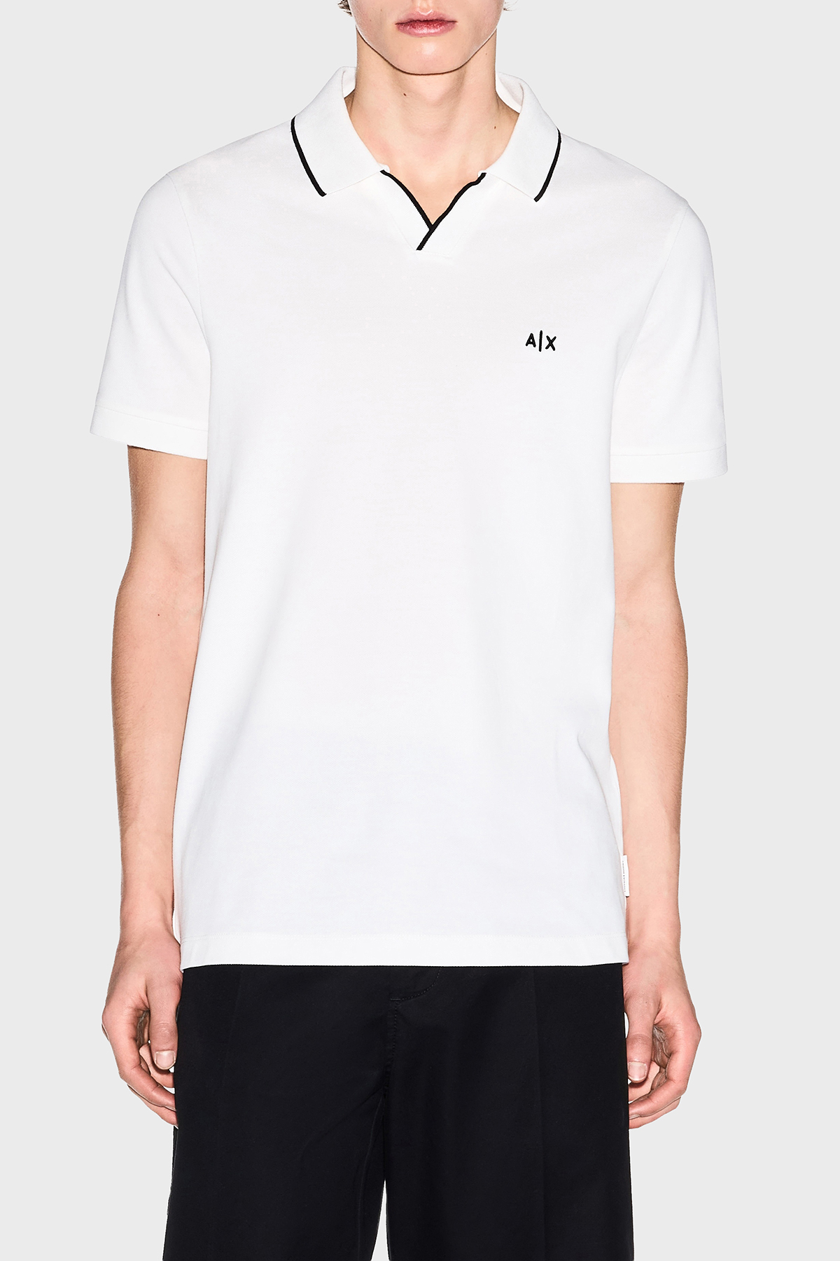 Armani Exchange Logolu Pamuklu Regular Fit Şerit Detaylı Erkek Polo XM002401 AF10366 U0009 BEYAZ