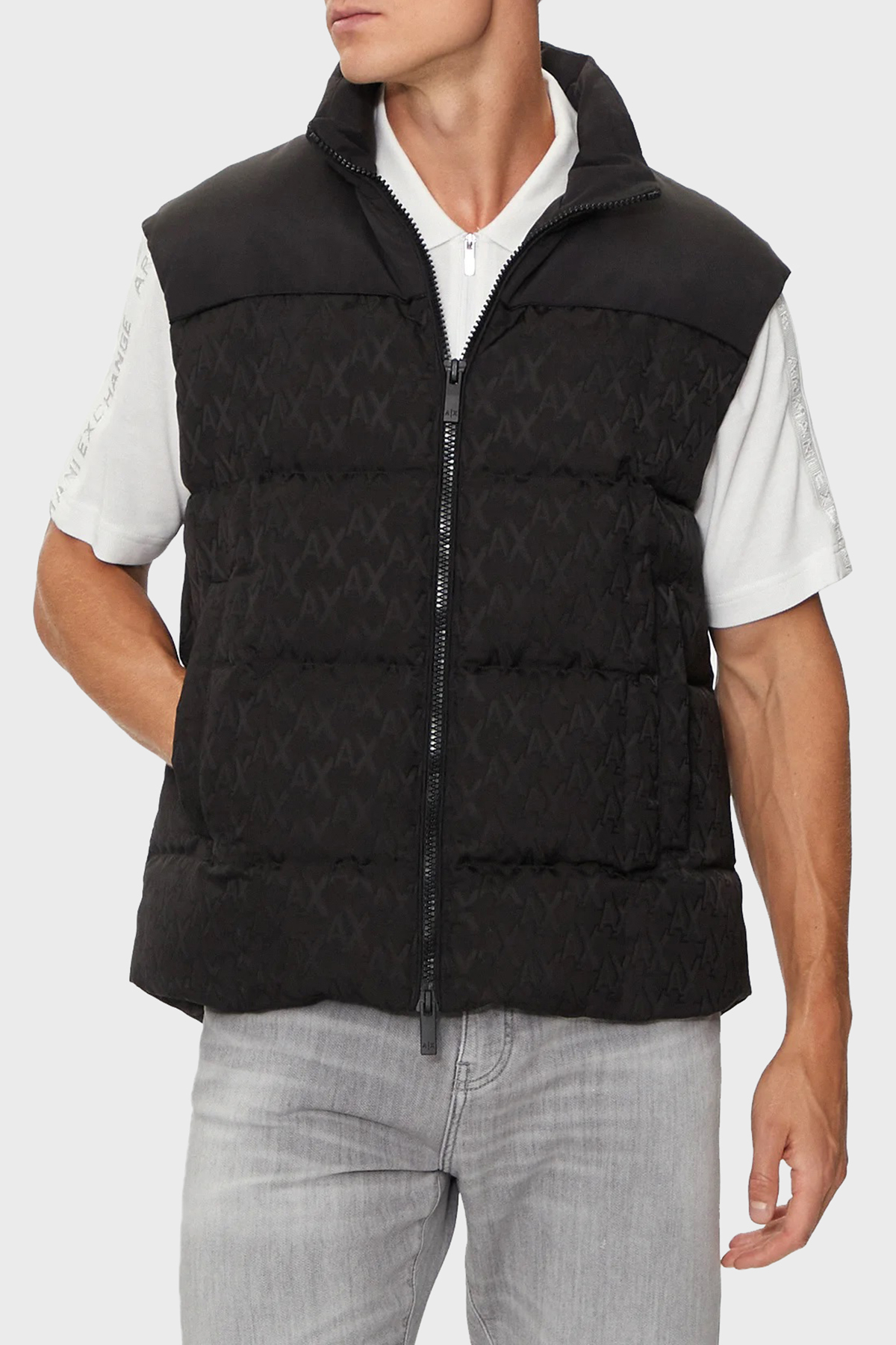 Armani Exchange Logolu Regular Fit Dik Yaka Fermuarlı Erkek Yelek 6DZQL1 ZN5GZ 1200 SİYAH