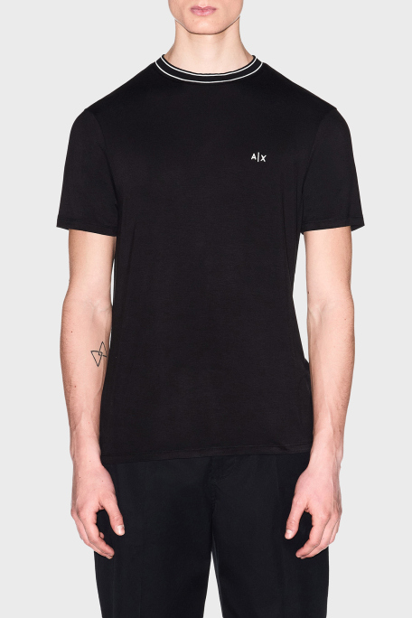 Armani Exchange Logolu Regular Fit Şerit Detaylı Bisiklet Yaka
