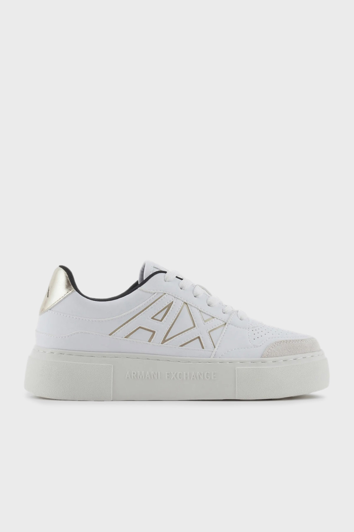 Armani Exchange Logolu Sneaker Kadın Ayakkabı XDX147 XV830 T782 BEYAZ-GOLD