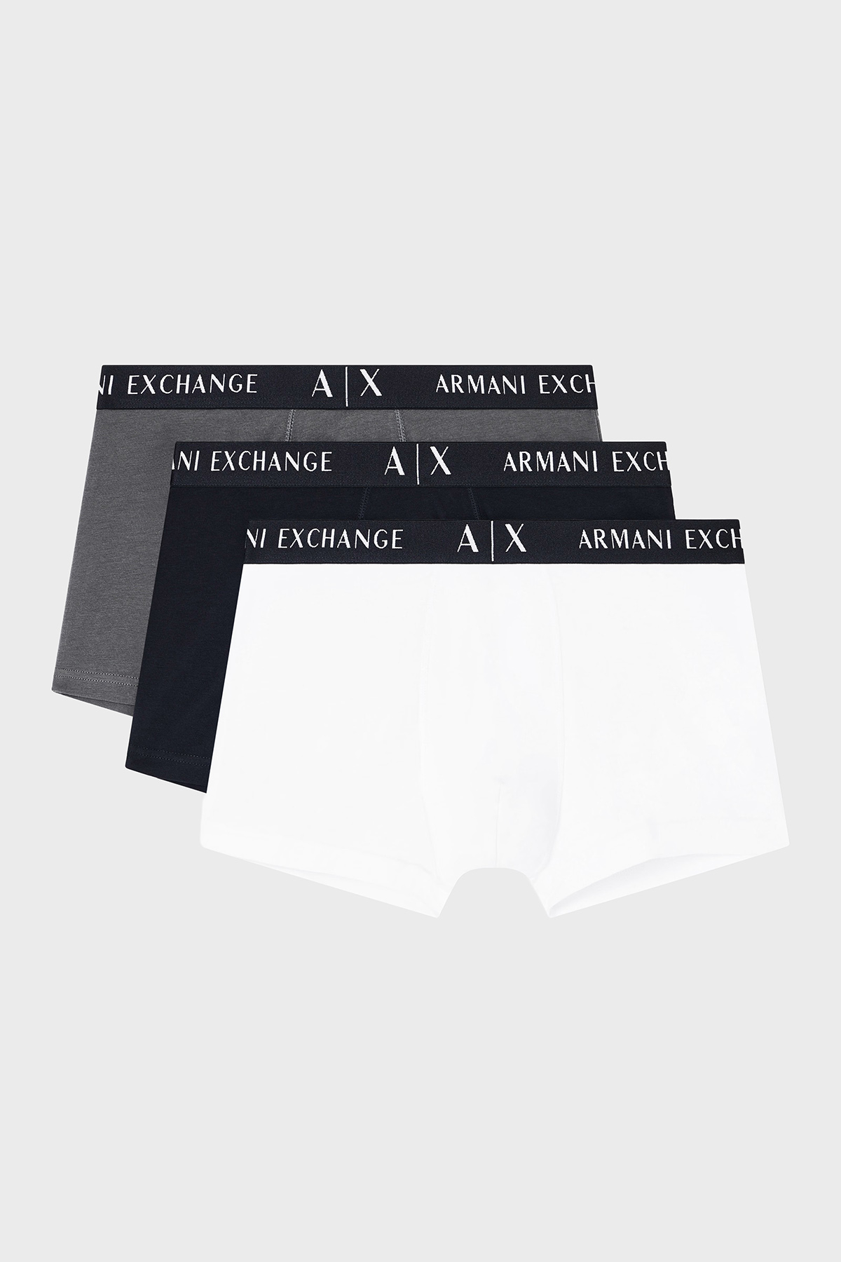 Armani Exchange Logolu Streç Pamuklu 3 Pack Erkek Boxer XM000871 AF13682 M7010 SİYAH-BEYAZ-GRİ