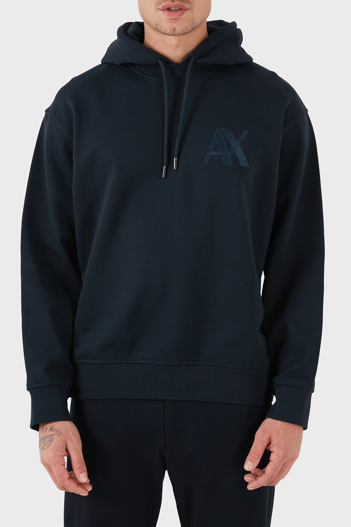 Armani Exchange Pamuk Karışımlı Regular Fit Kapüşonlu Yaka Erkek Sweat 6DZMJE ZJ4XZ 1510 LACİVERT