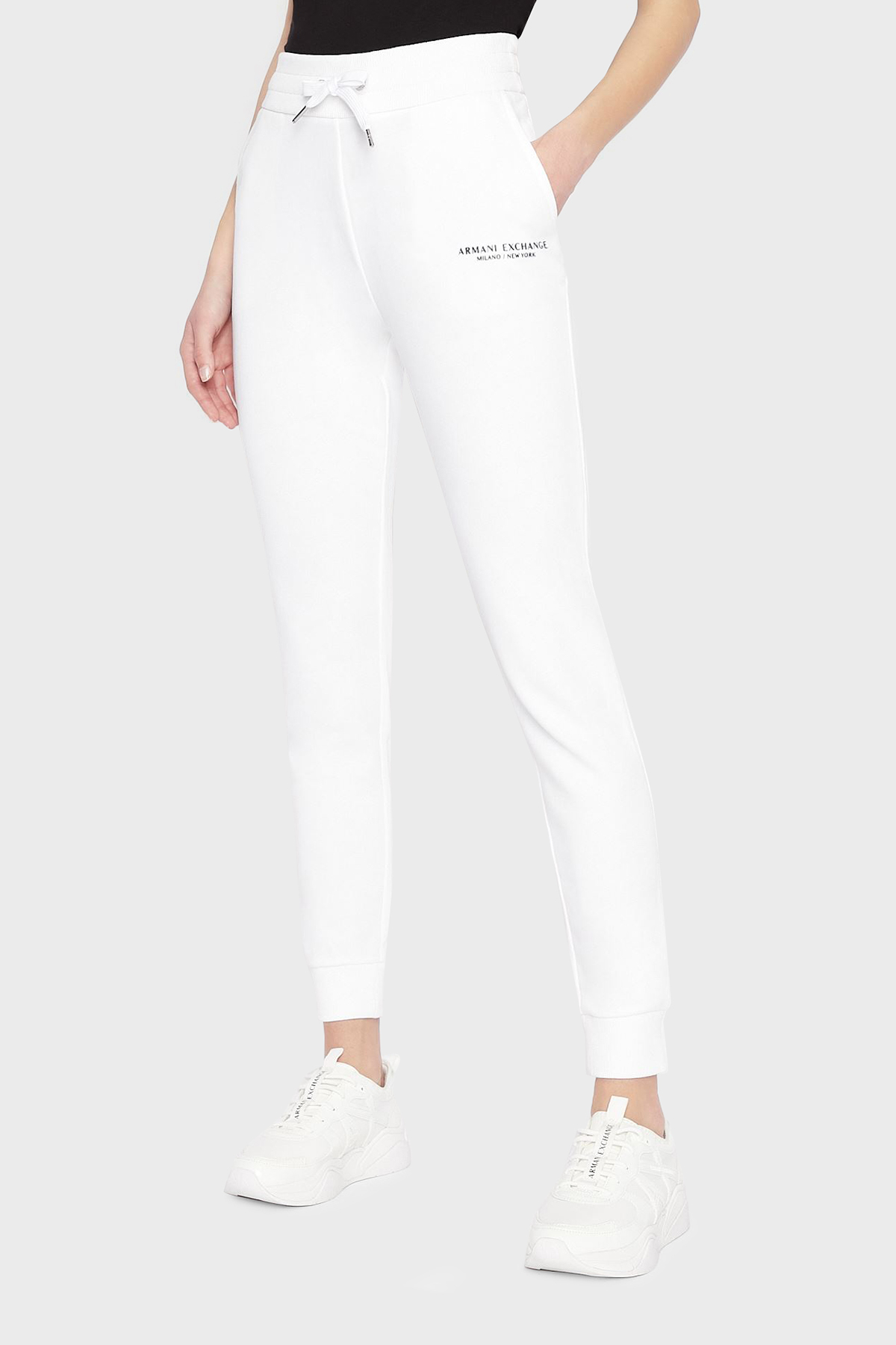 Armani Exchange Pamuklu Belden Bağlamalı Jogger Spor Kadın Pantolon 8NYPBA YJE5Z 1100 BEYAZ