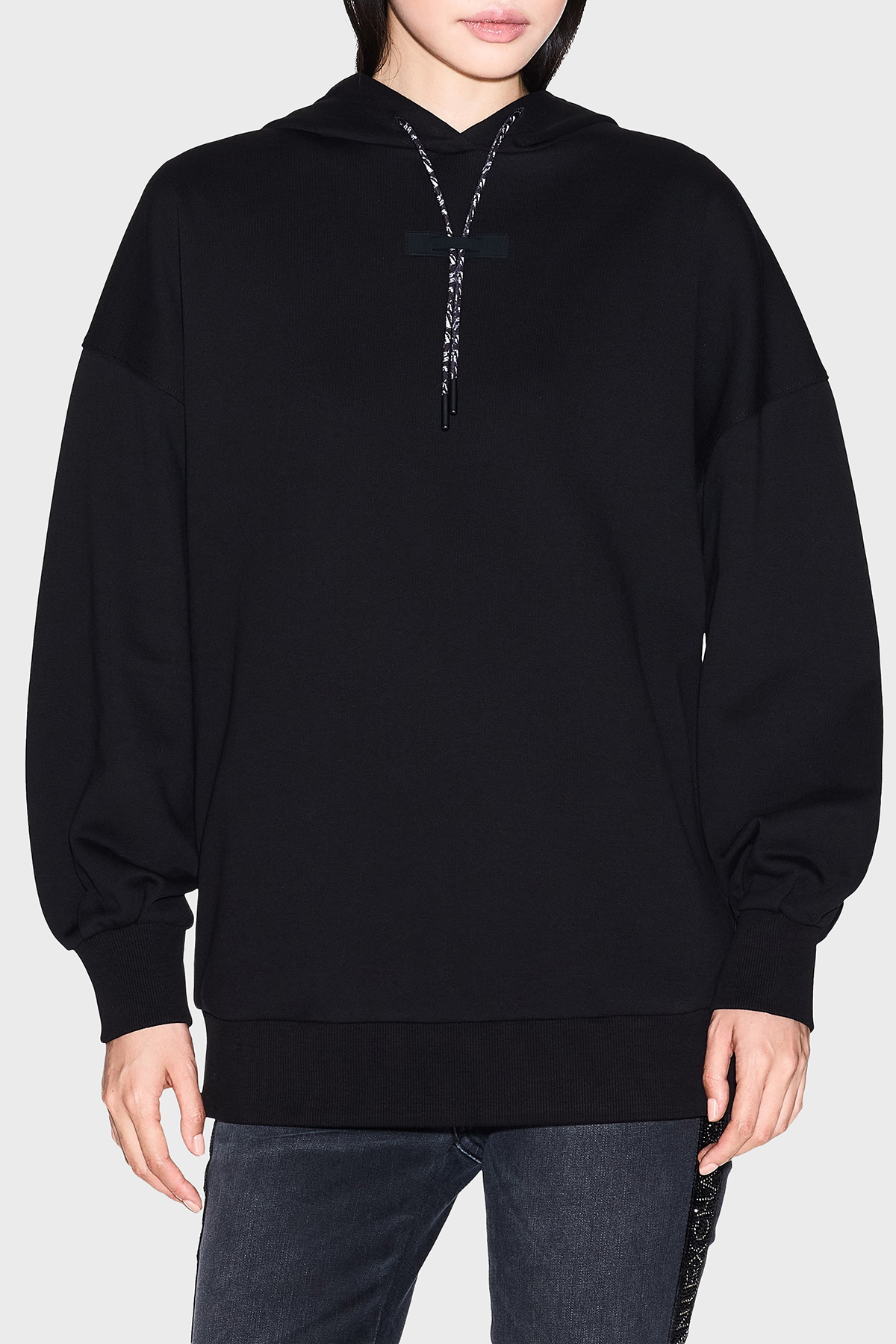 Armani Exchange Pamuklu Loose Fit Kapüşonlu Sırtta Logo Detaylı Kadın Sweat XW000748 AF16114 UC001 SİYAH