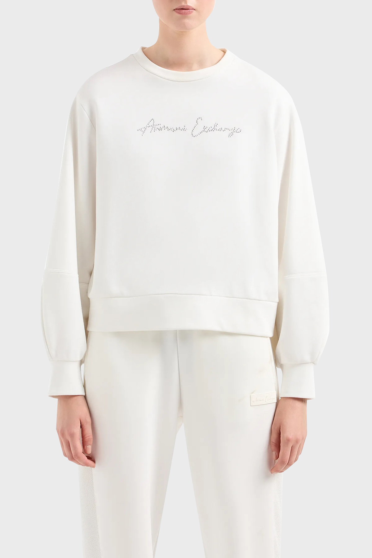Armani Exchange Pamuklu Regular Fit Bisiklet Yaka Kadın Sweat 3DYM13 YJFFZ 1125 BEYAZ