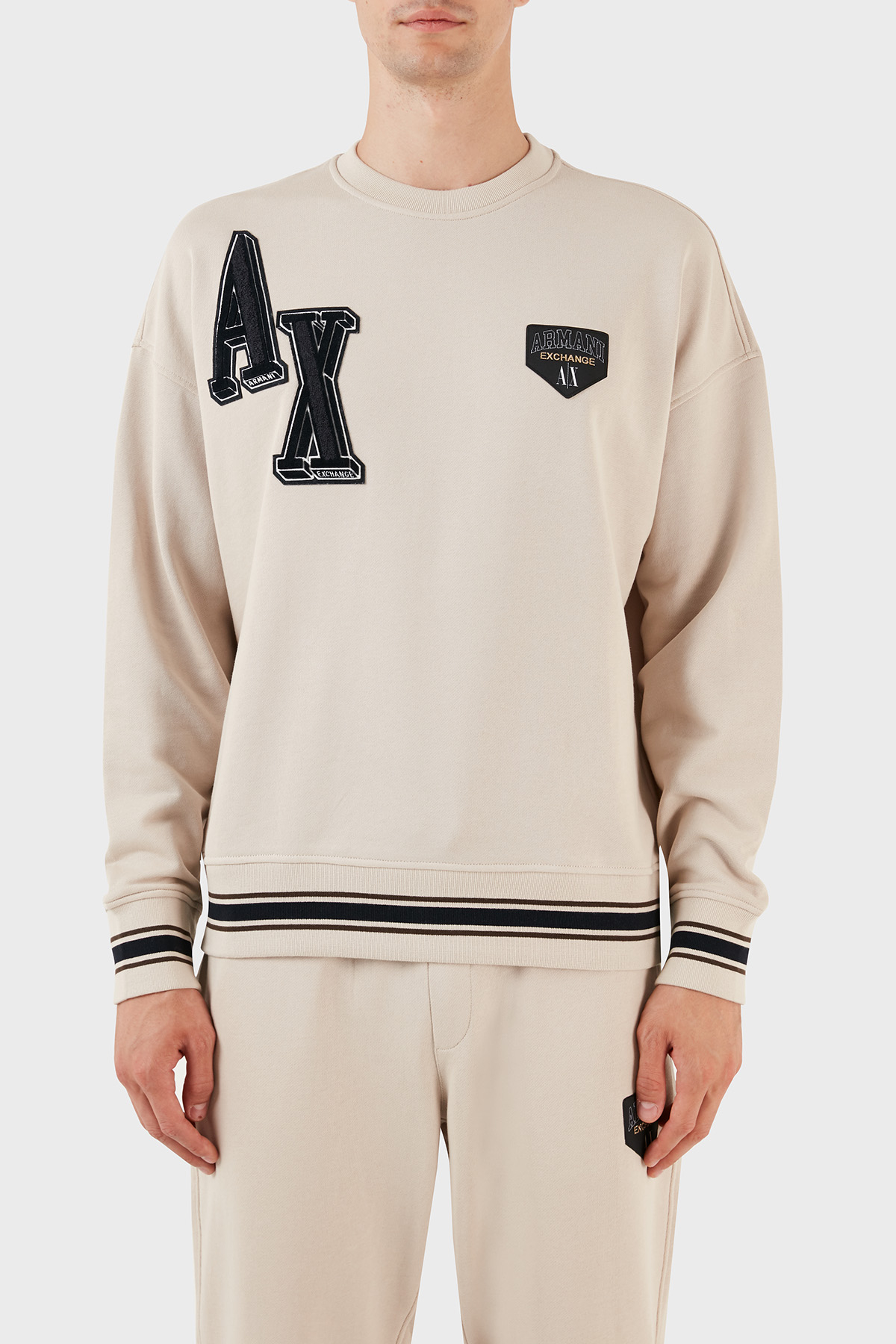 Armani Exchange Pamuklu Regular Fit Bisiklet Yaka Erkek Sweat 6RZMJE ZJDPZ 1934 BEJ
