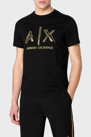 Armani Exchange Pamuklu Regular Fit Bisiklet Yaka Erkek T Shirt 3RZTRC ZJ9AZ 1200 SİYAH - Armani Exchange