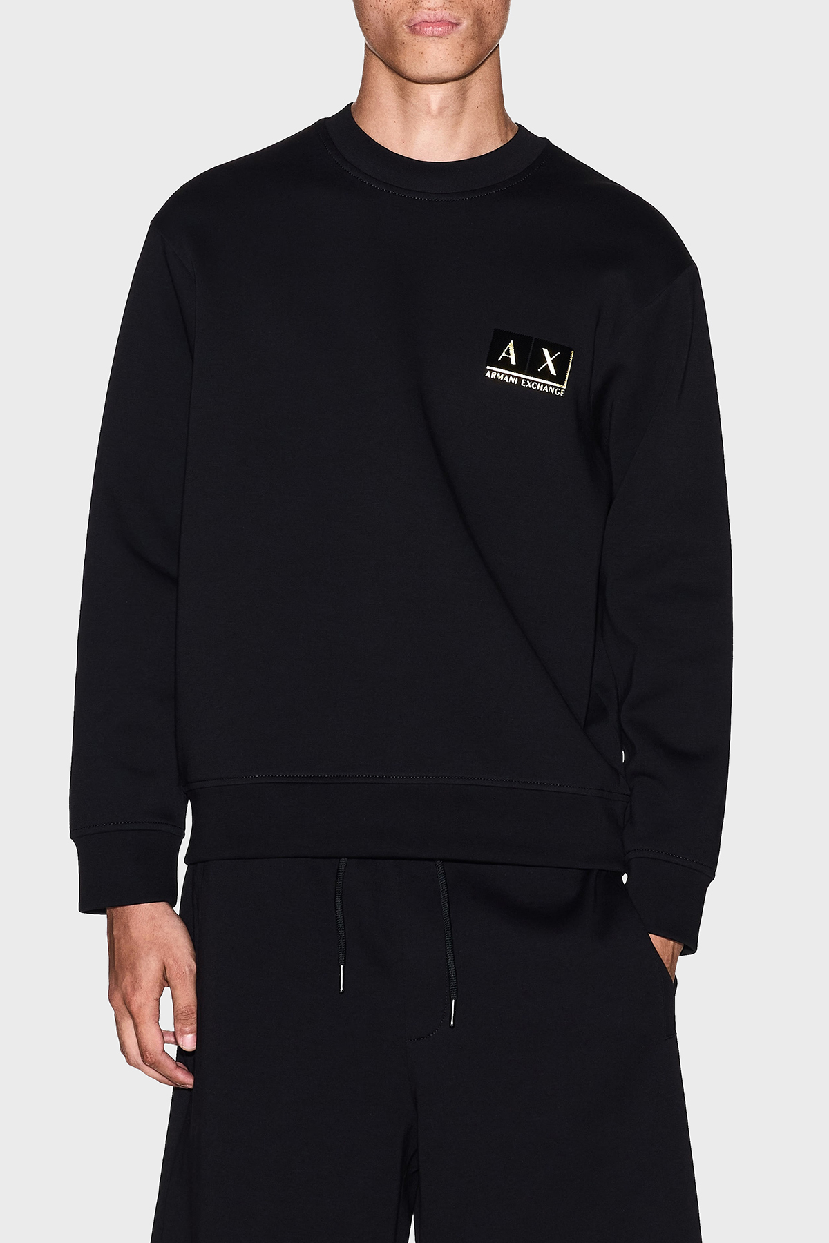 Armani Exchange Pamuklu Regular Fit Bisiklet Yaka Logolu Erkek Sweat XM001892 AF10818 MC004 SİYAH-GOLD
