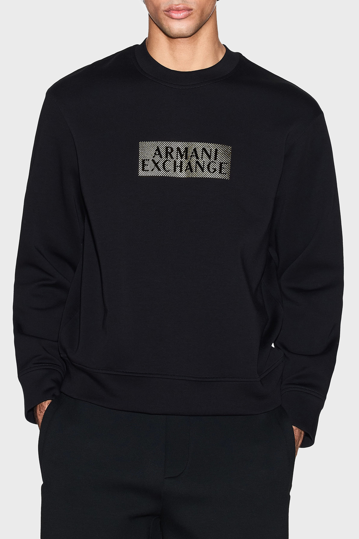 Armani Exchange Pamuklu Regular Fit Bisiklet Yaka Logolu Erkek Sweat XM001892 AF10818 MC237 SİYAH-GOLD