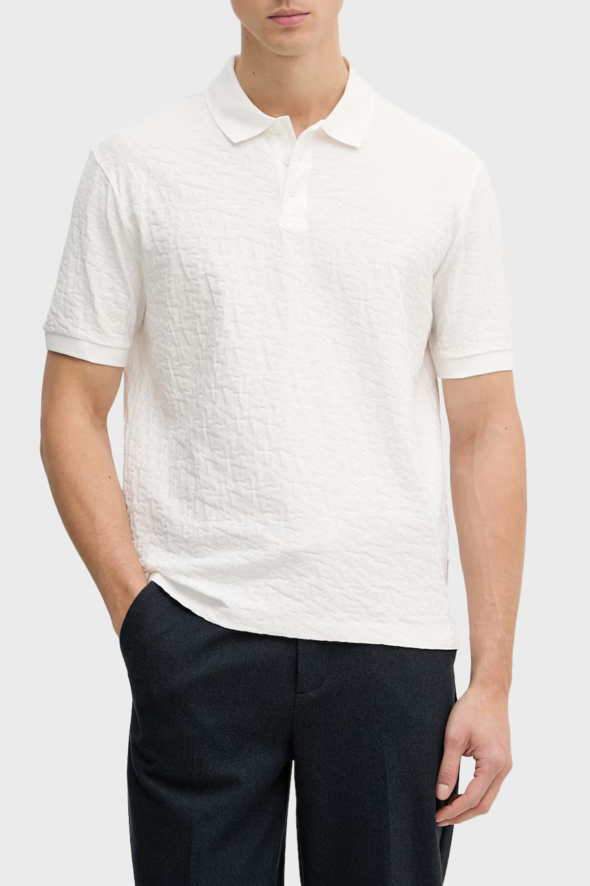 Armani Exchange Pamuklu Regular Fit Jakarlı Düğmeli Erkek Polo XM002346 AF10337 U0009 Beyaz