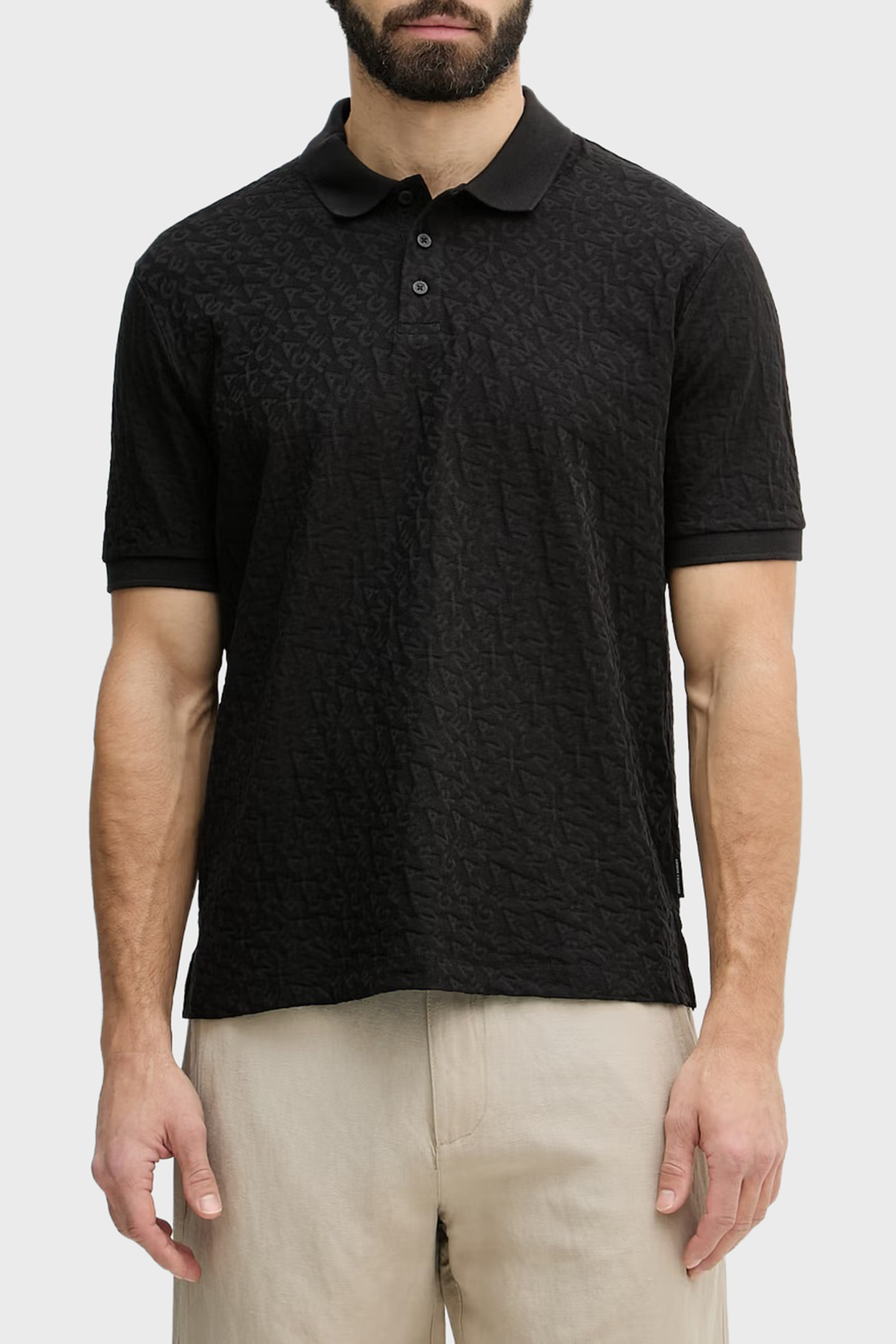 Armani Exchange Pamuklu Regular Fit Jakarlı Düğmeli Erkek Polo XM002346 AF10337 UC001 SİYAH