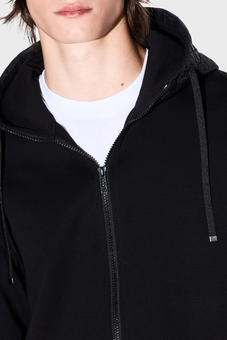 Armani Exchange Pamuklu Regular Fit Kapitoneli Kapüşonlu Fermuarlı