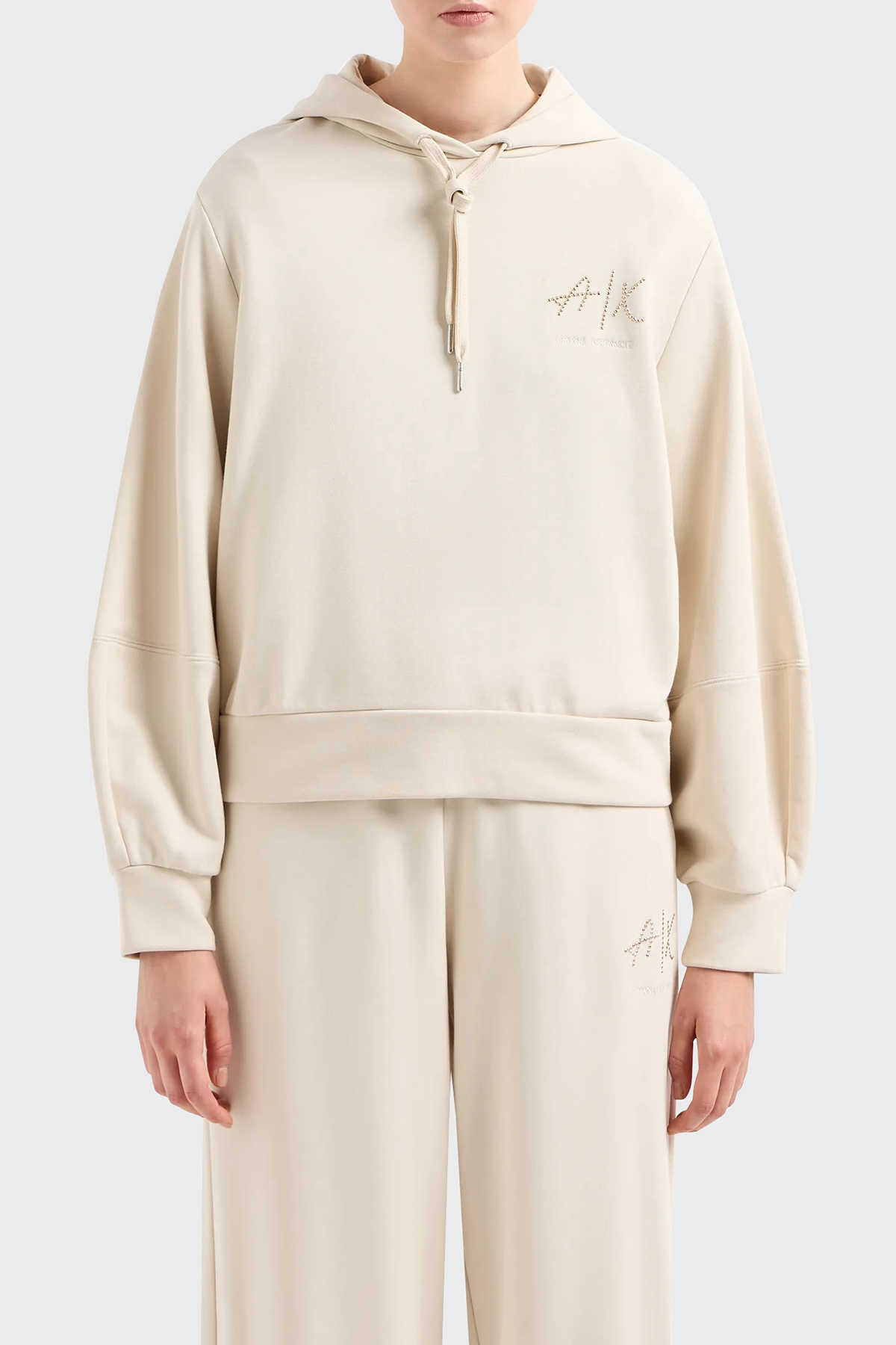 Armani Exchange Pamuklu Regular Fit Kapüşonlu Kadın Sweat 3DYM12 YJFFZ 1787 BEJ
