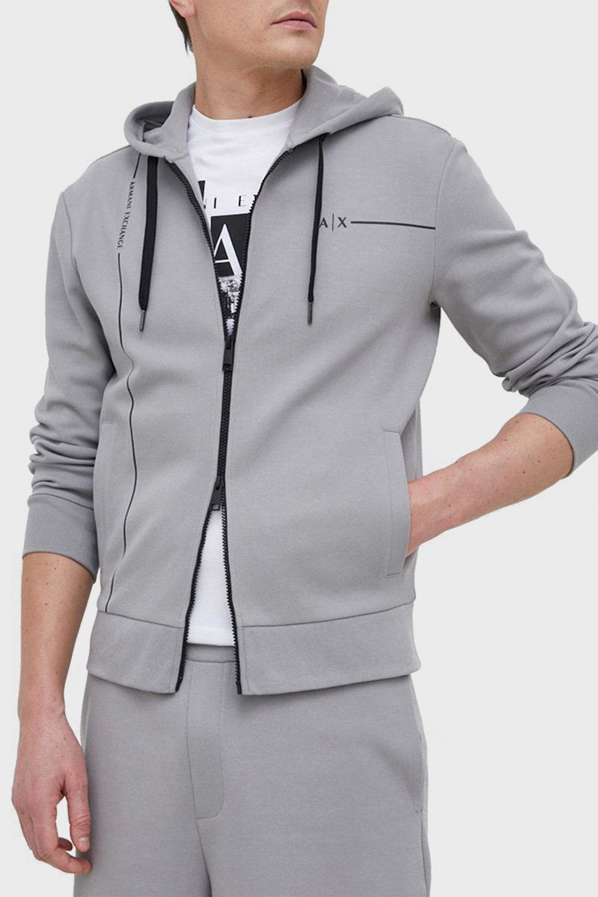 Armani Exchange Pamuklu Regular Fit Kapüşonlu Erkek Sweat 3RZMBB ZJCAZ 1913 GRİ