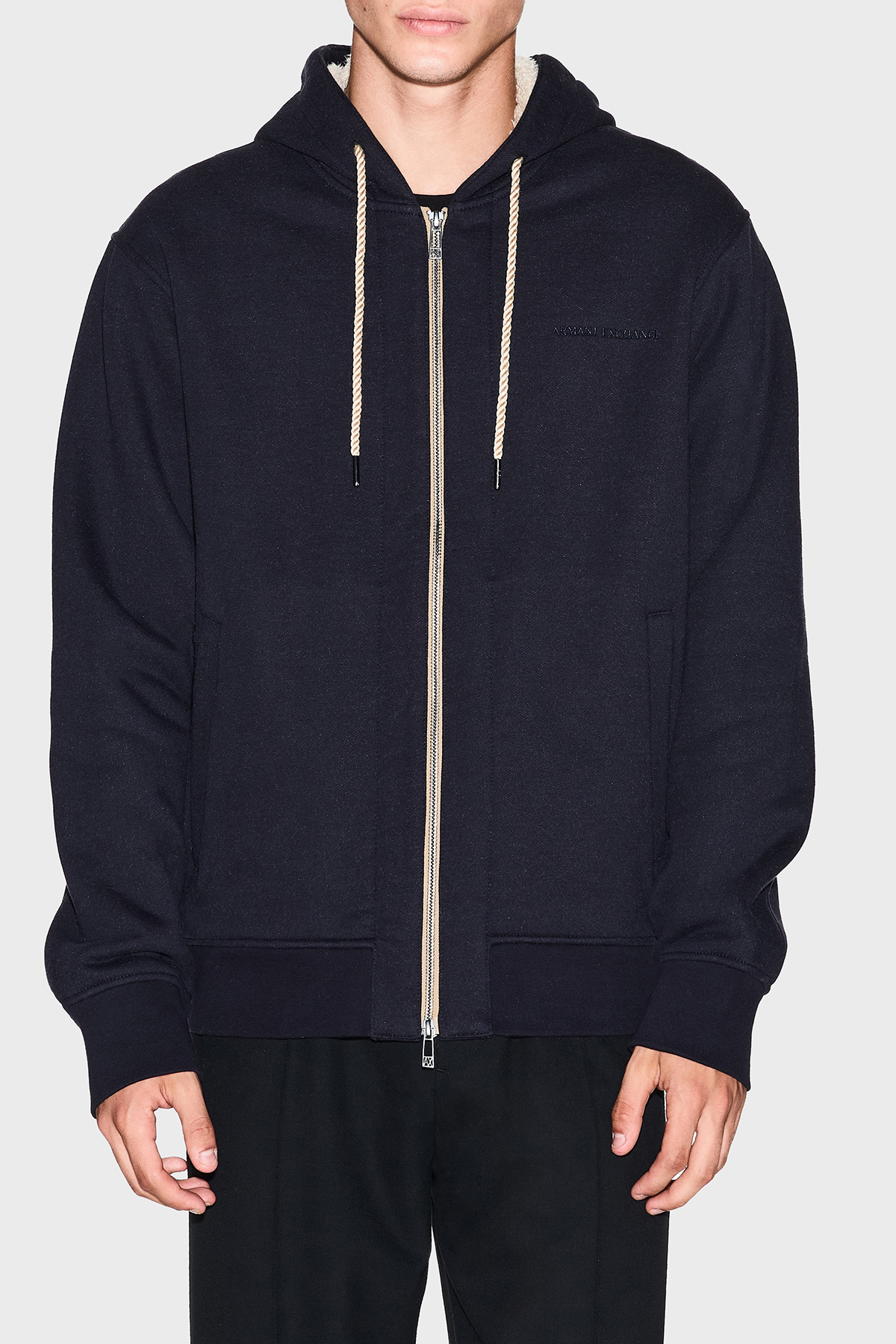 Armani Exchange Pamuklu Regular Fit Kapüşonlu Fermuarlı Erkek Sweat XM001026 AF16279 UB101 LACİVERT