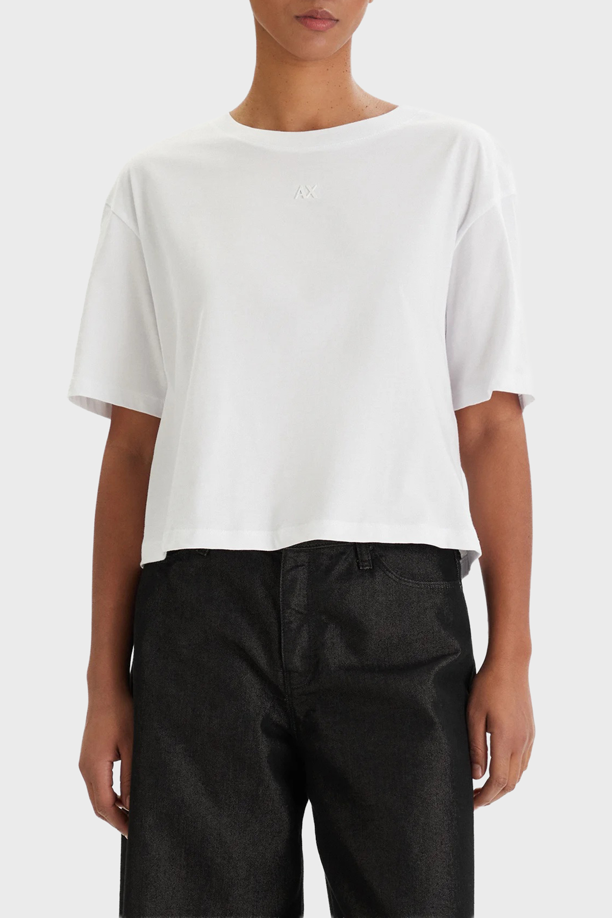 Armani Exchange Pamuklu Regular Fit Logolu Bisiklet Yaka Kadın T Shirt XW001836 AF10356 U0002 BEYAZ