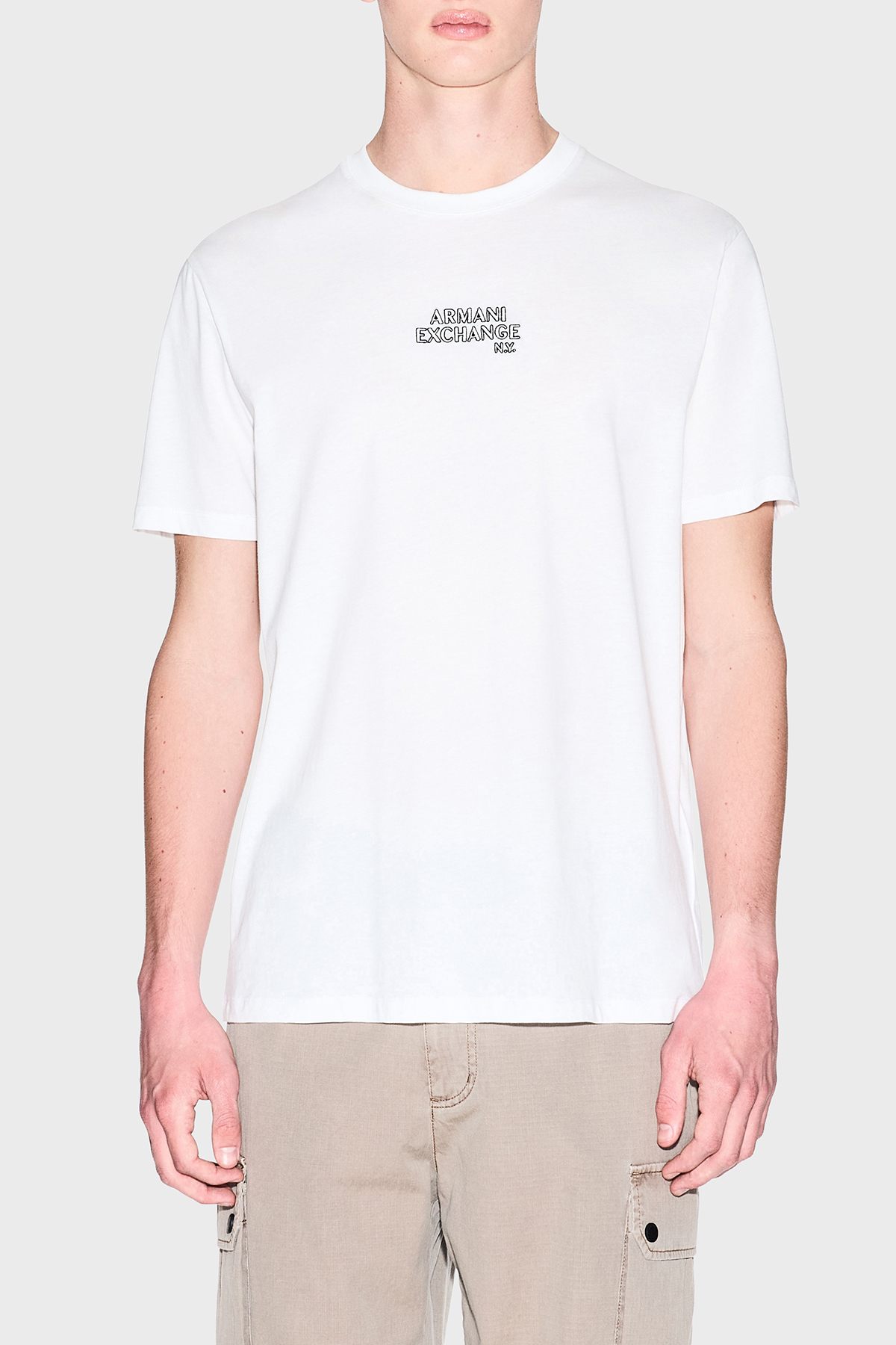 Armani Exchange Pamuklu Regular Fit Logolu Bisiklet Yaka Erkek T Shirt XM001784 AF10356 U0009 BEYAZ