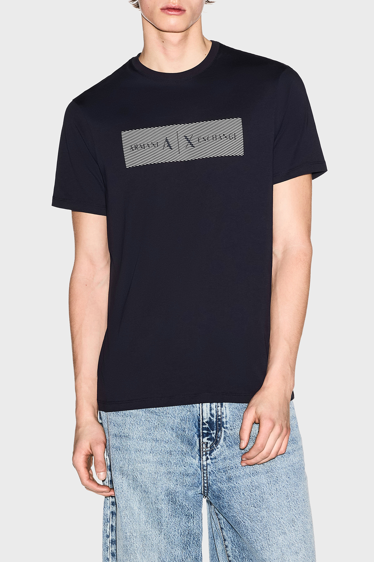 Armani Exchange Pamuklu Regular Fit Logolu Bisiklet Yaka Erkek T Shirt XM002472 AF10356 UB101 LACİVERT