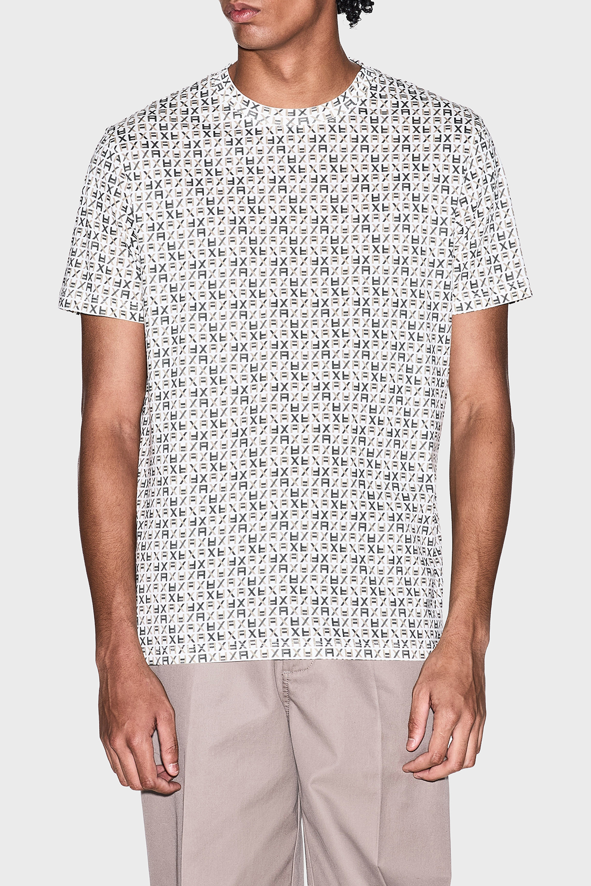 Armani Exchange Pamuklu Regular Fit Logolu Bisiklet Yaka Erkek T Shirt XM002778 AF10356 F1166 EKRU