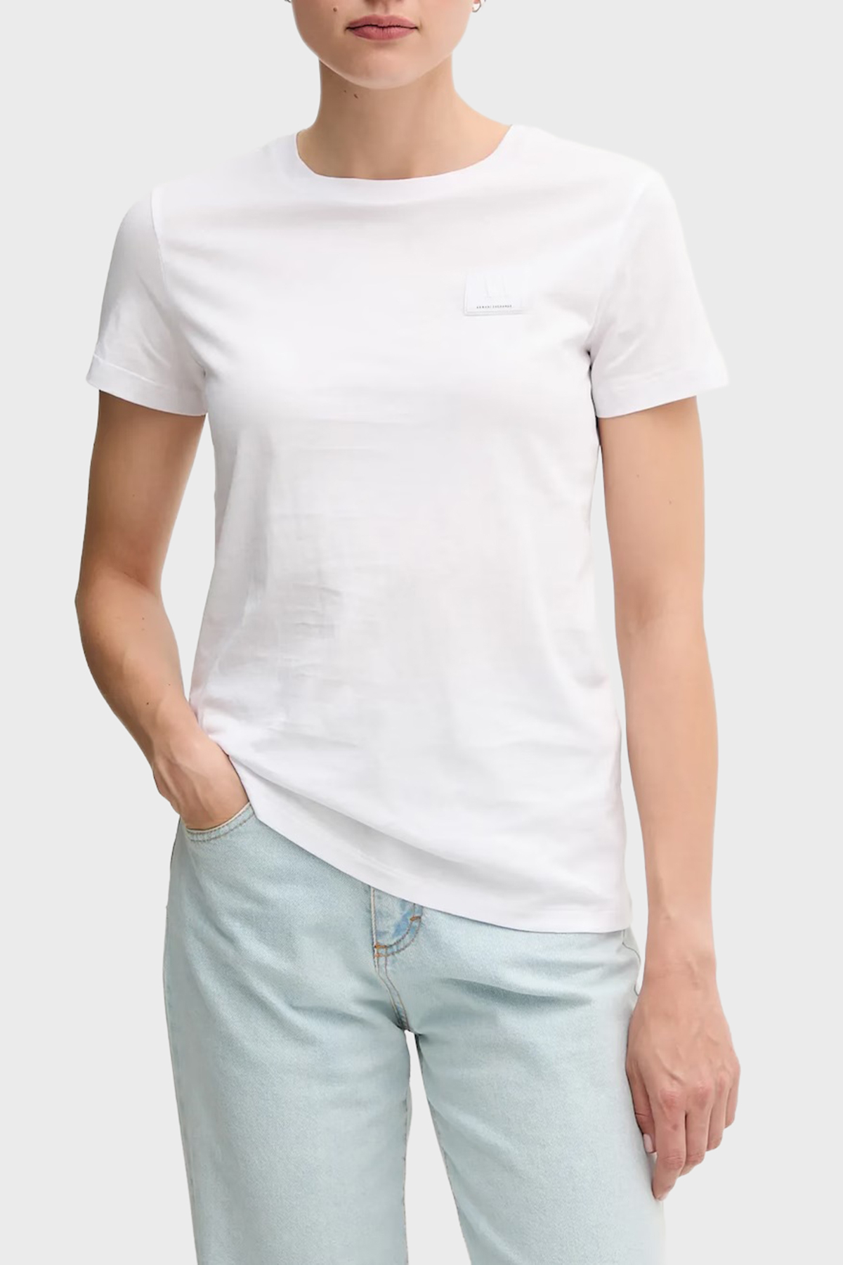 Armani Exchange Pamuklu Regular Fit Logolu Bisiklte Yaka Kadın T Shirt XW000831 AF10356 U0002 BEYAZ