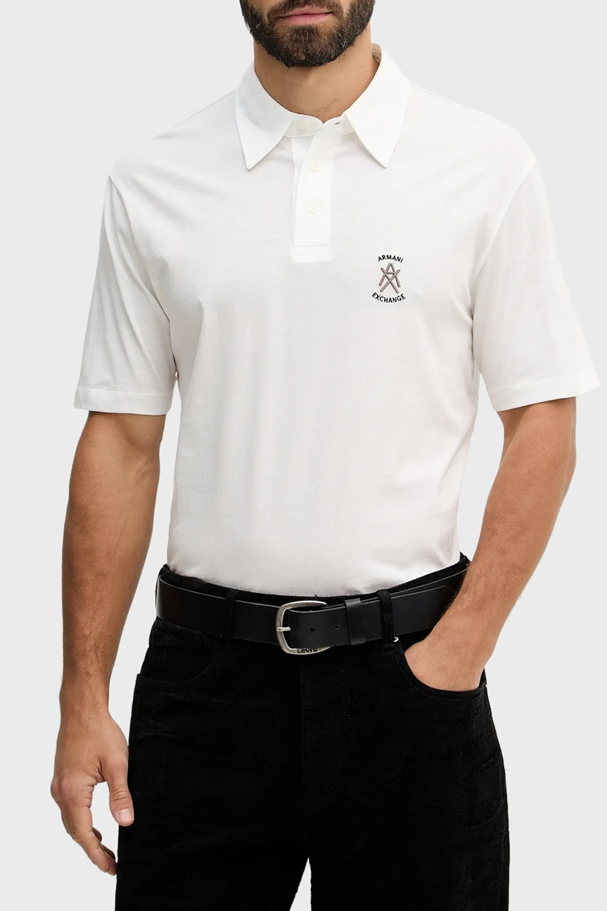 Armani Exchange Pamuklu Regular Fit Logolu Düğmeli Erkek Polo XM002209 AF10364 U0009 BEYAZ