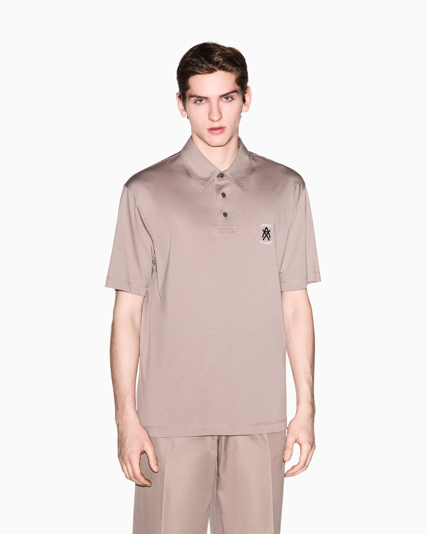 Armani Exchange Pamuklu Regular Fit Logolu Düğmeli Erkek Polo XM002209 AF10364 U6107 GRİ