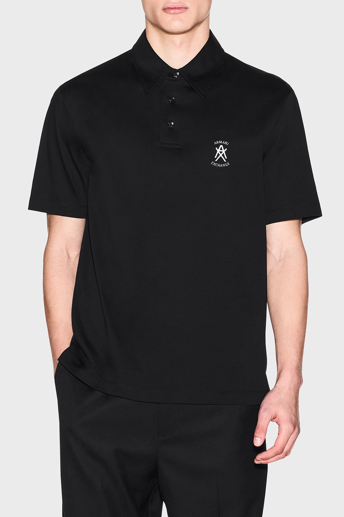 Armani Exchange Pamuklu Regular Fit Logolu Düğmeli Erkek Polo XM002209 AF10364 UC001 SİYAH