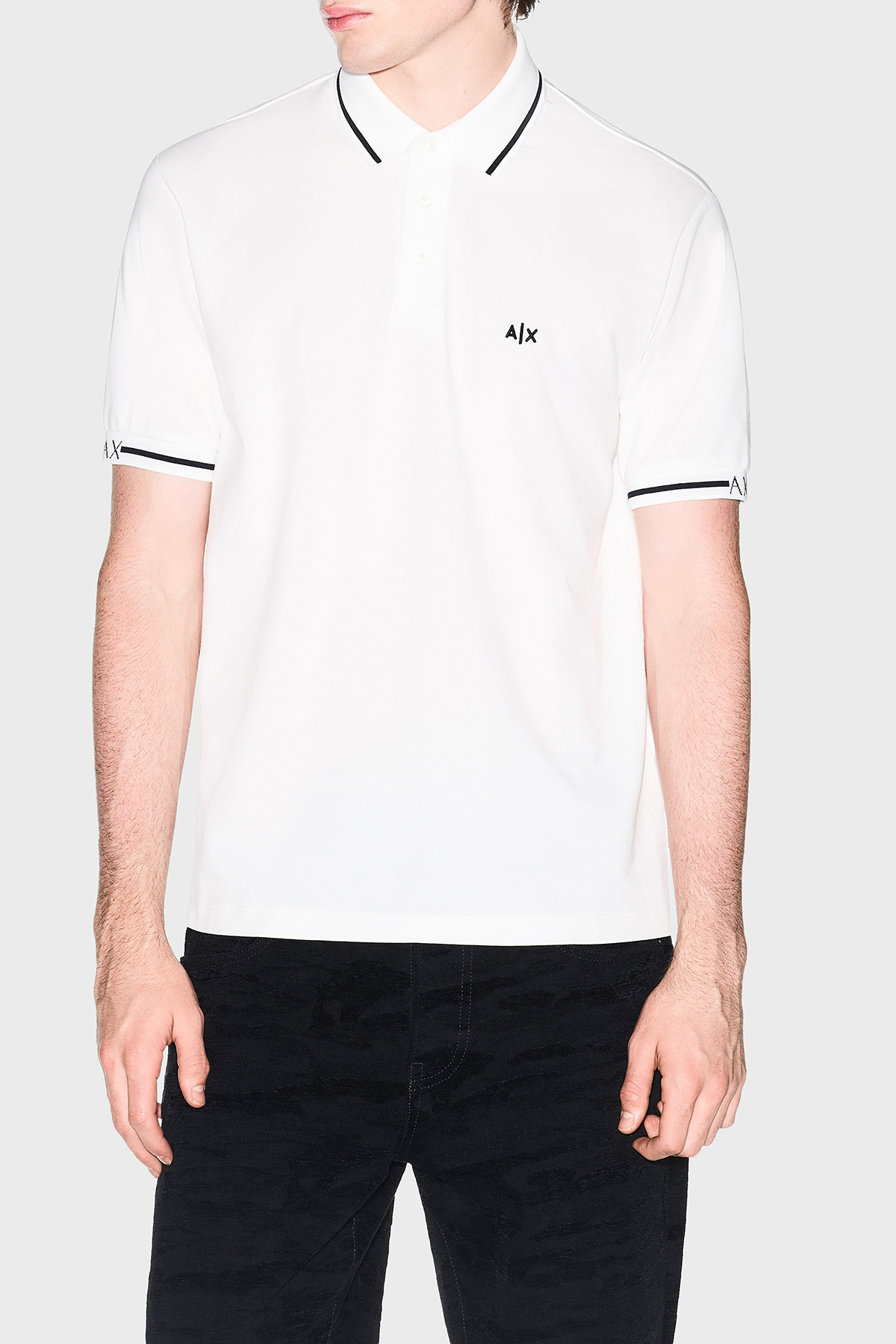 Armani Exchange Pamuklu Regular Fit Logolu Düğmeli Erkek Polo XM002356 AF13026 U0009 BEYAZ