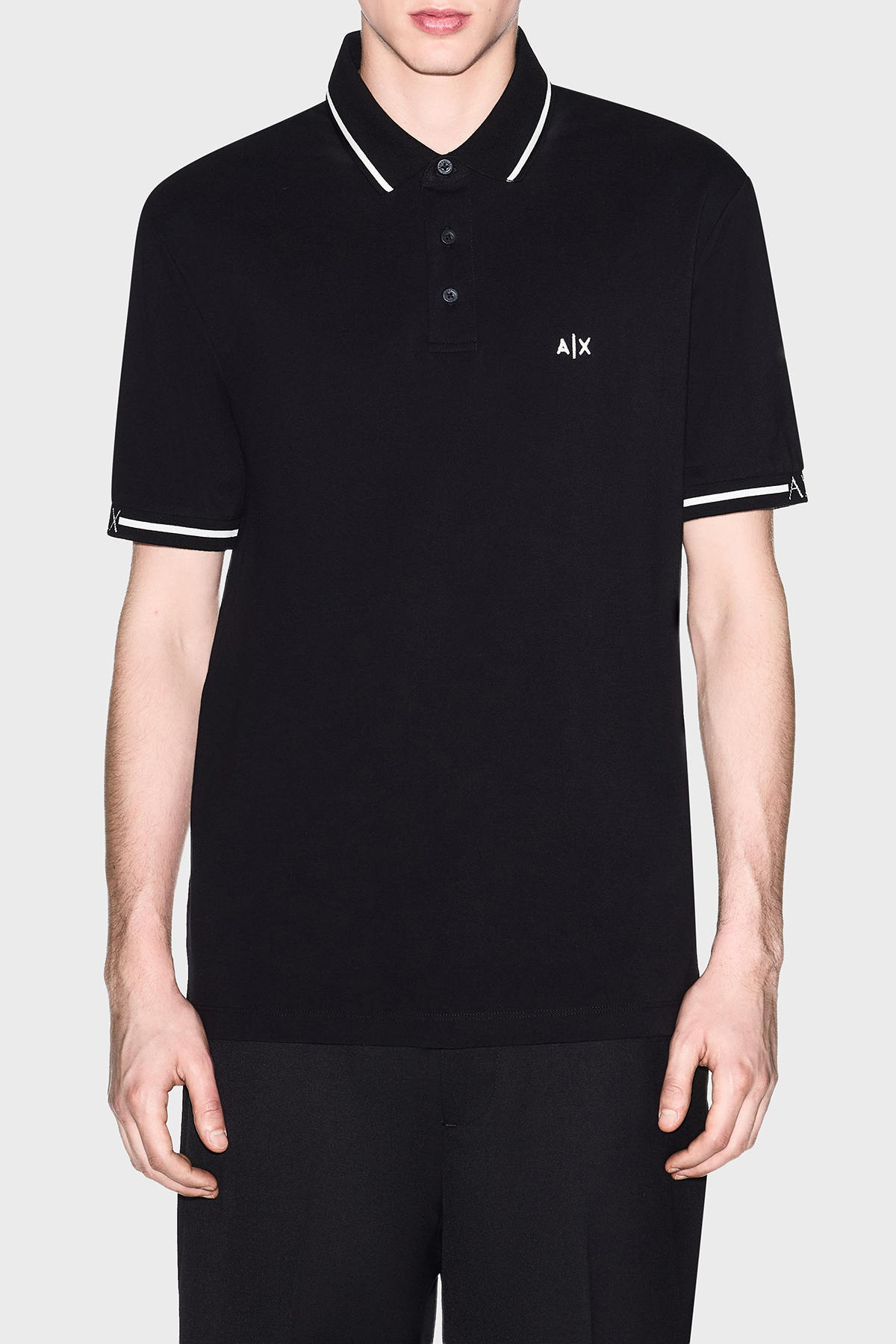 Armani Exchange Pamuklu Regular Fit Logolu Düğmeli Erkek Polo XM002356 AF13026 UC001 SİYAH