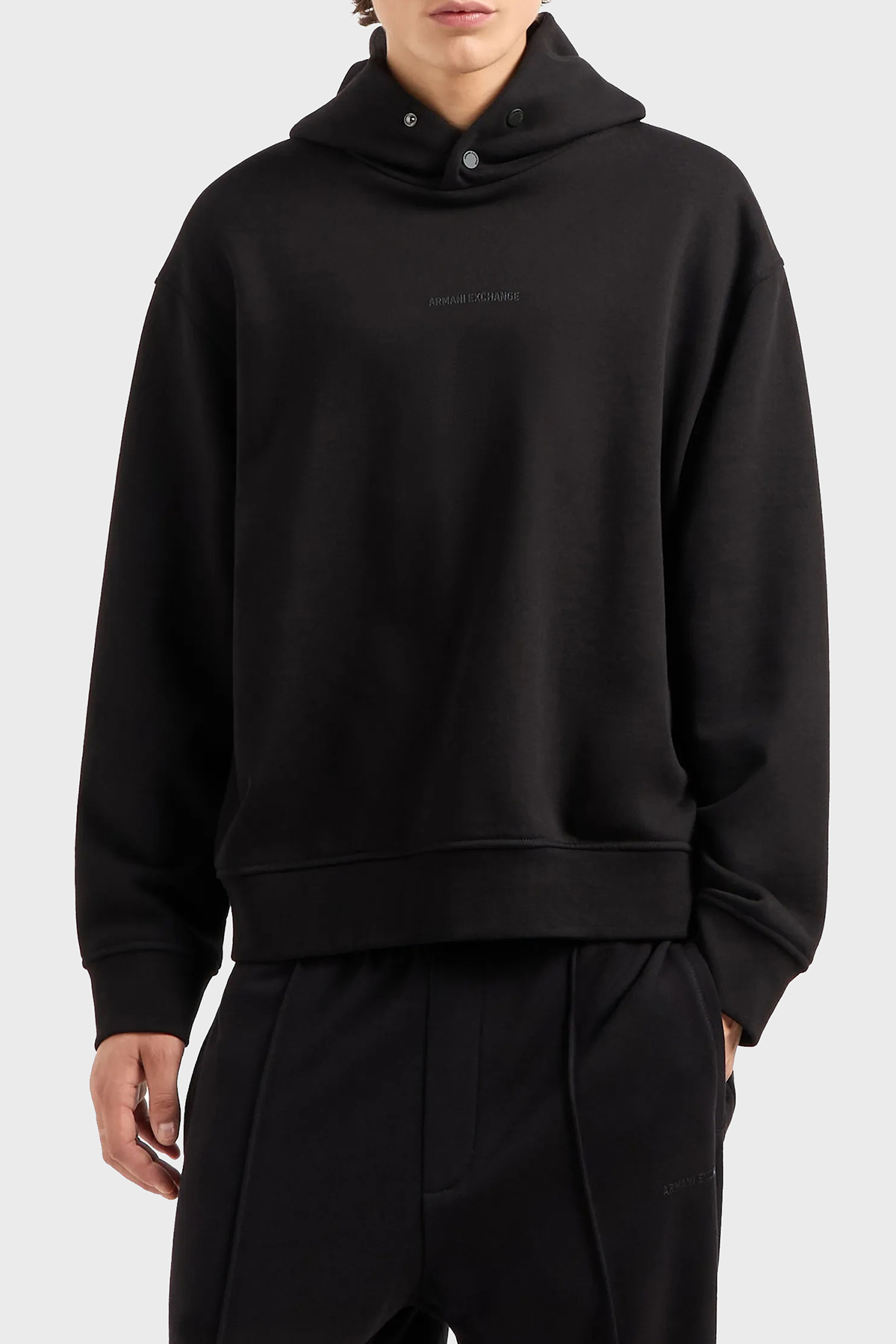 Armani Exchange Pamuklu Regular Fit Logolu Kapüşonlu Erkek Sweat 6DZMLJ ZJ4XZ 1200 SİYAH