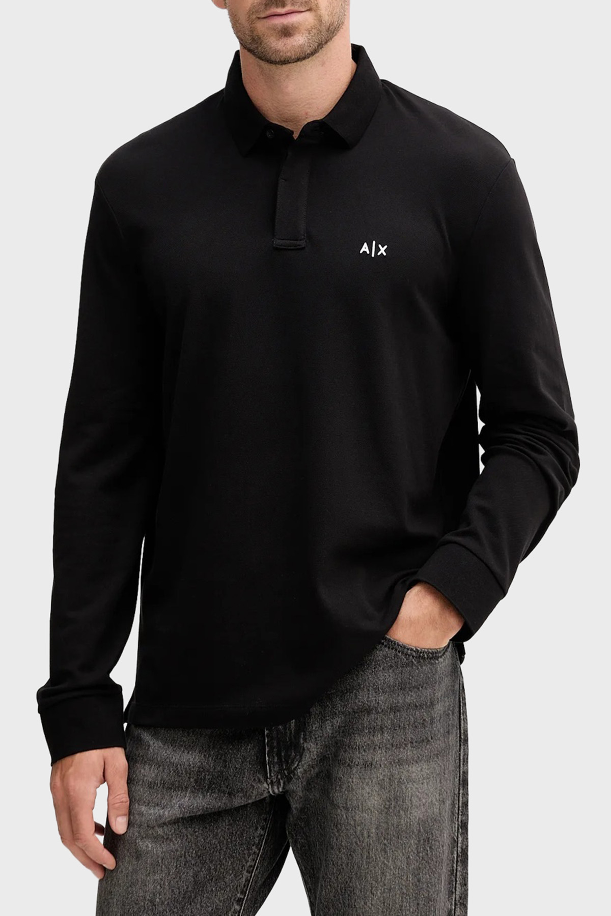 Armani Exchange Pamuklu Regular Fit Uzun Kollu Erkek Polo Yaka Sweat XM001288 AF17321 UC001 SİYAH