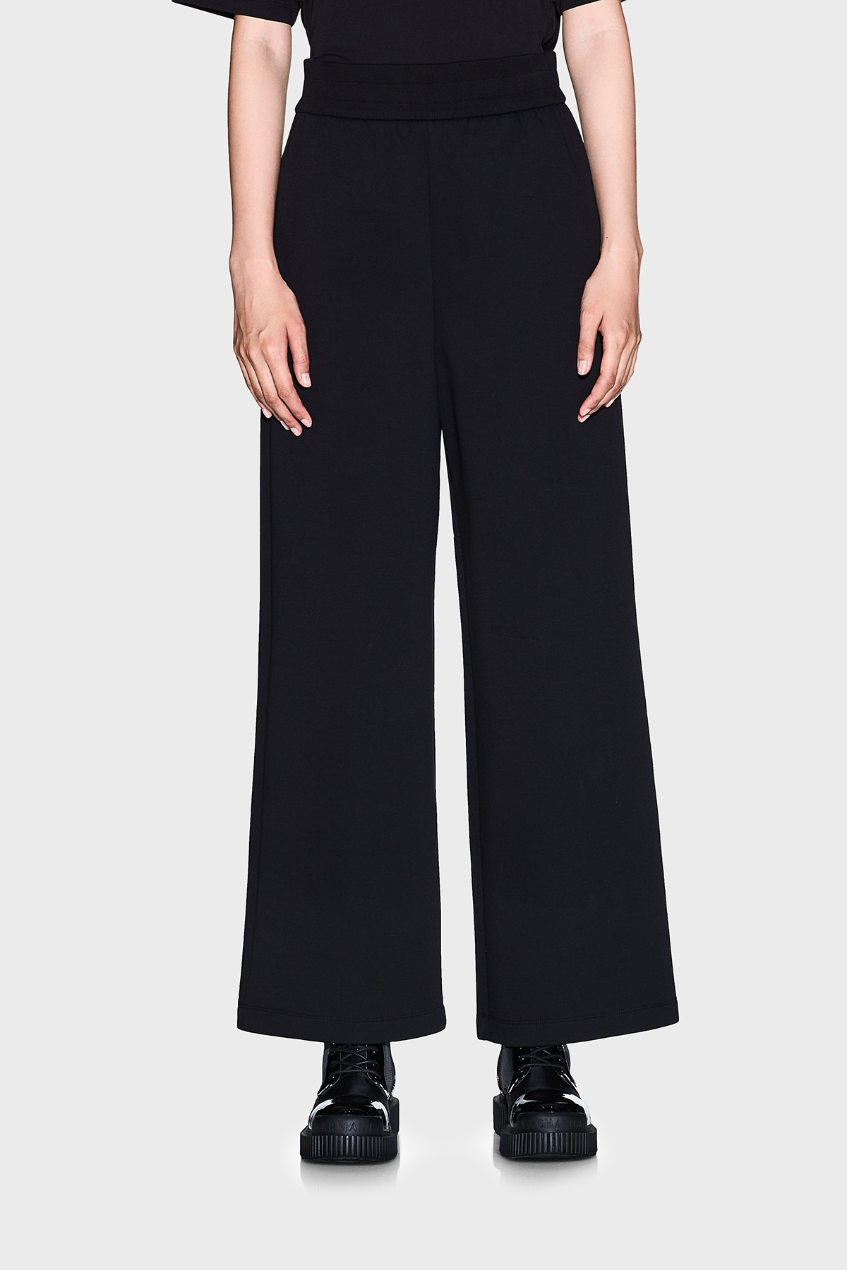Armani Exchange Pamuklu Regular Fit Yüksek Bel Geniş Paça Kadın Pantolon XW001830 AF10818 UC001 SİYAH