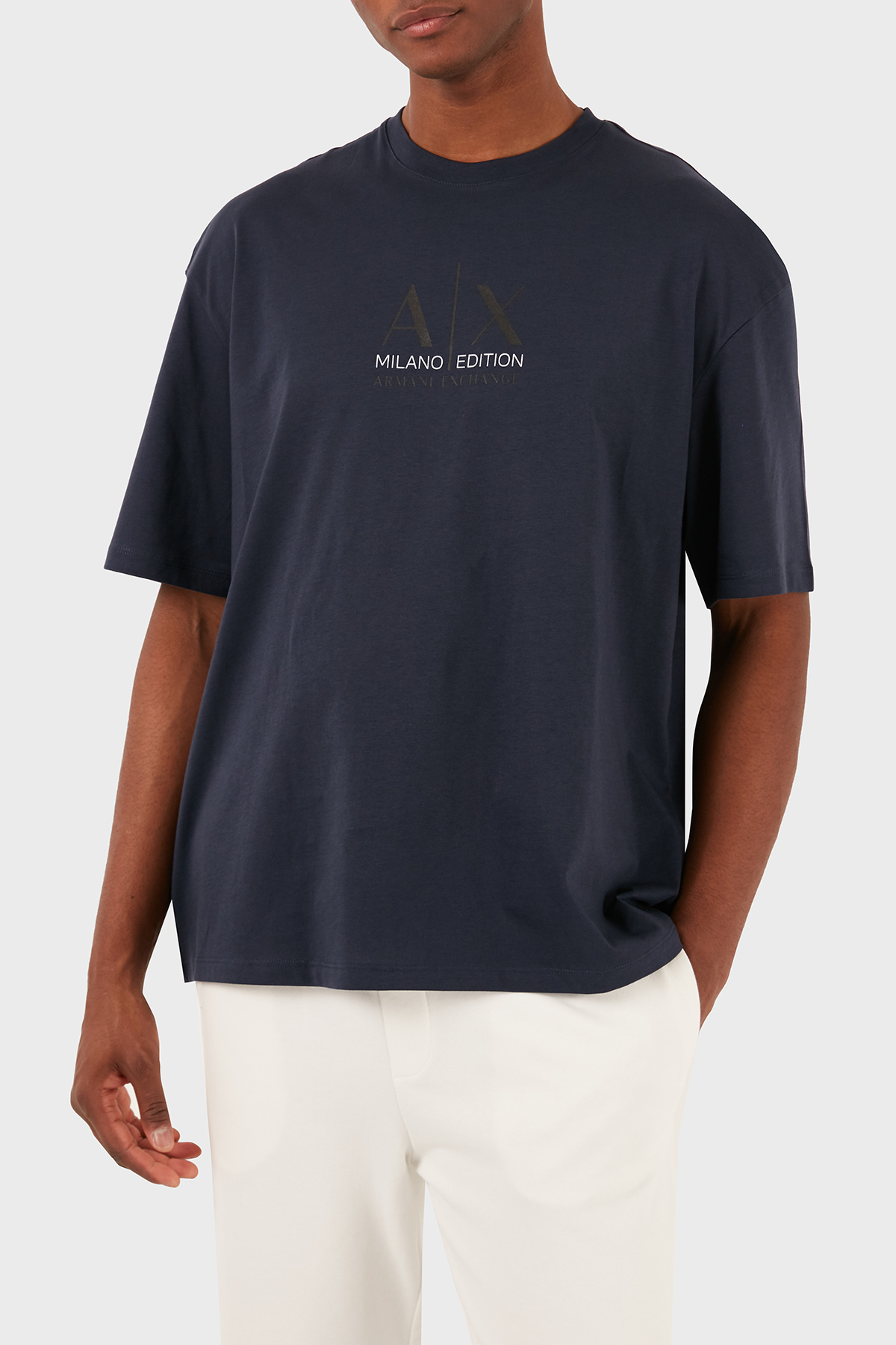 Armani Exchange Pamuklu Relaxed Fit Bisiklet Yaka Erkek T Shirt 3DZTAB ZJ3VZ 15CX LACİVERT