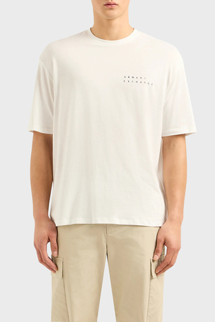 Armani Exchange Pamuklu Relaxed Fit Erkek T Shirt 3DZTHJ ZJBYZ 1116 BEYAZ - Armani Exchange