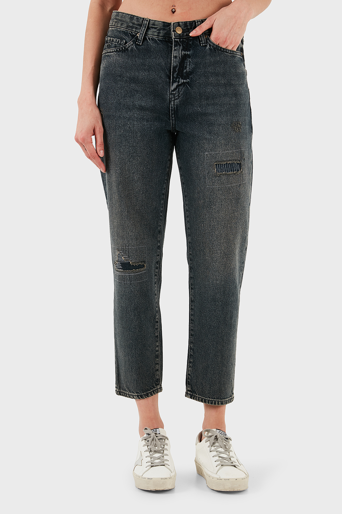 Armani Exchange Pamuklu Relaxed Fit Normal Bel Düz Paça Jeans Kadın Kot Pantolon XW000073 AF14470 MB001 BEJ