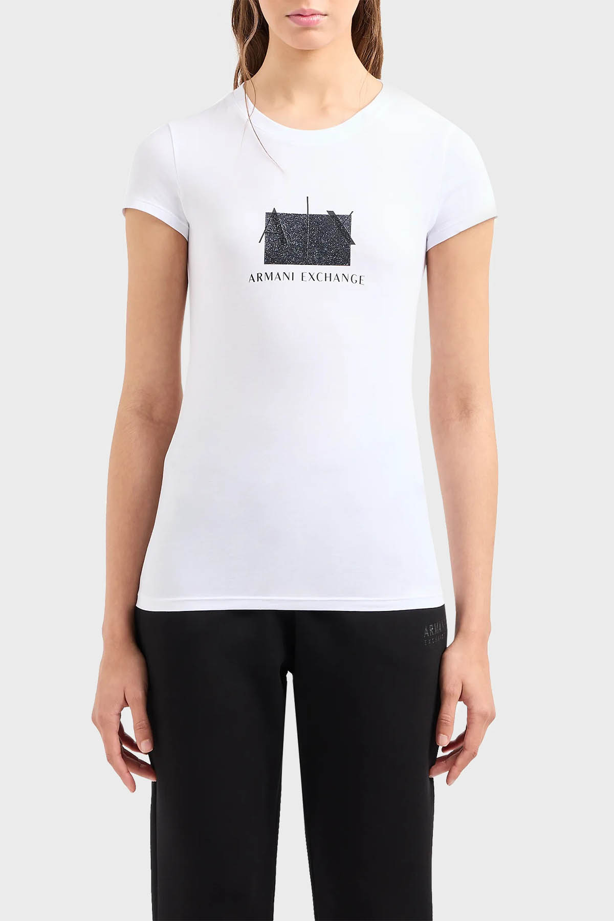 Armani Exchange Pamuklu Slim Fit Bisiklet Yaka Kadın T Shirt 3DYT51 YJETZ 1000 BEYAZ