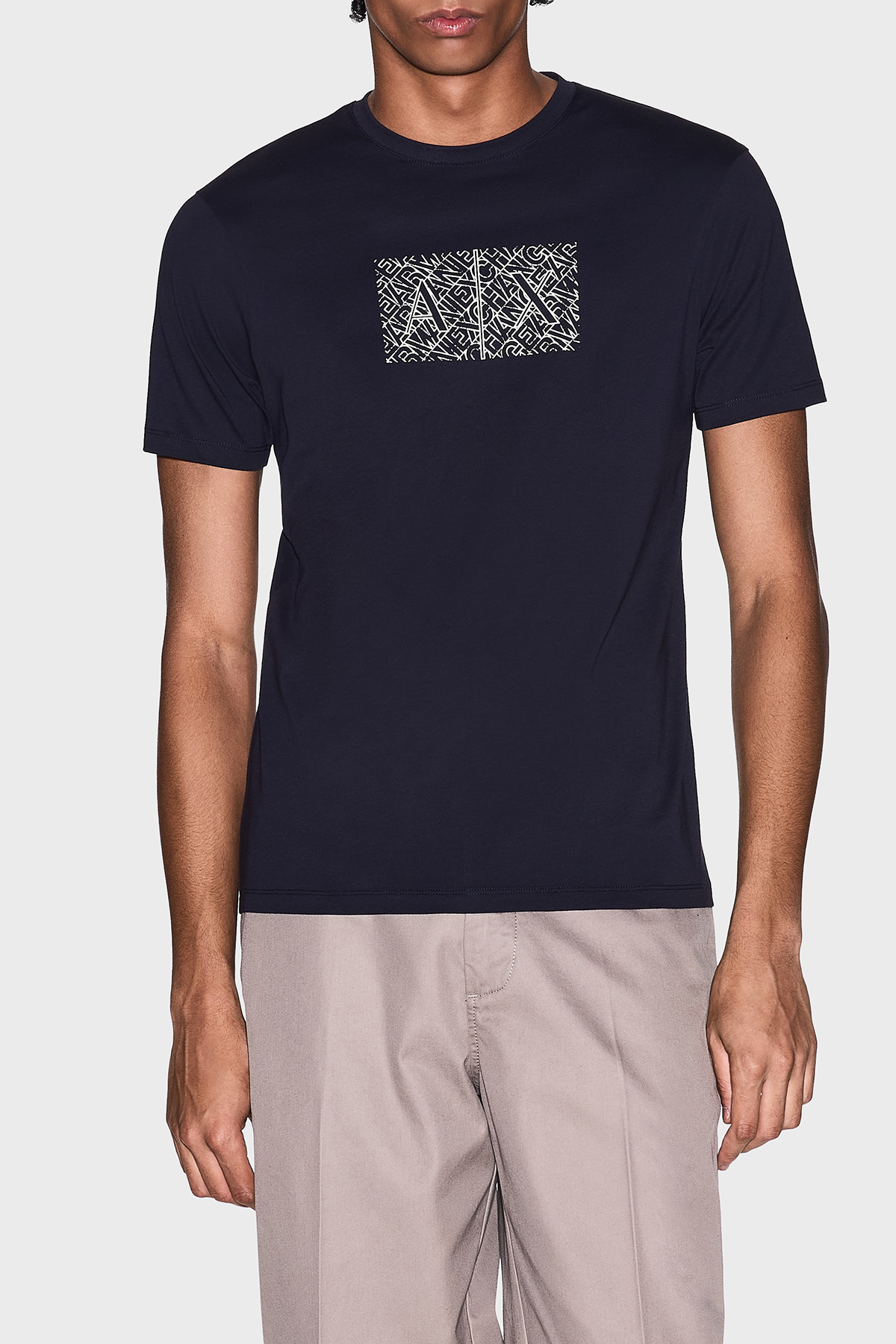 Armani Exchange Pamuklu Slim Fit Bisiklet Yaka Erkek T Shirt XM002784 AF10356 UB096 LACİVERT